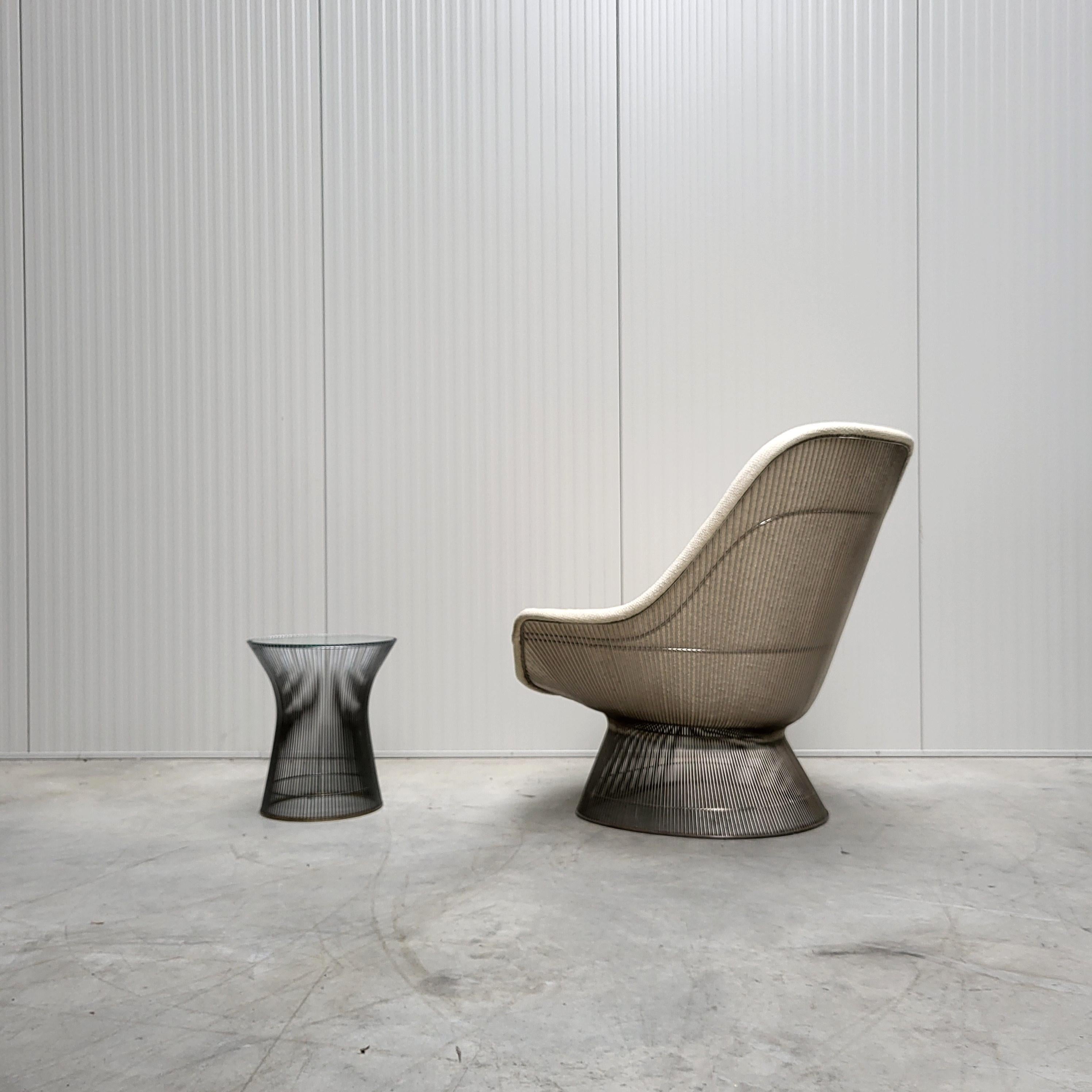 20th Century Warren Platner Easy Lounge Chair & Ottoman for Knoll Cato Natural, 1980s