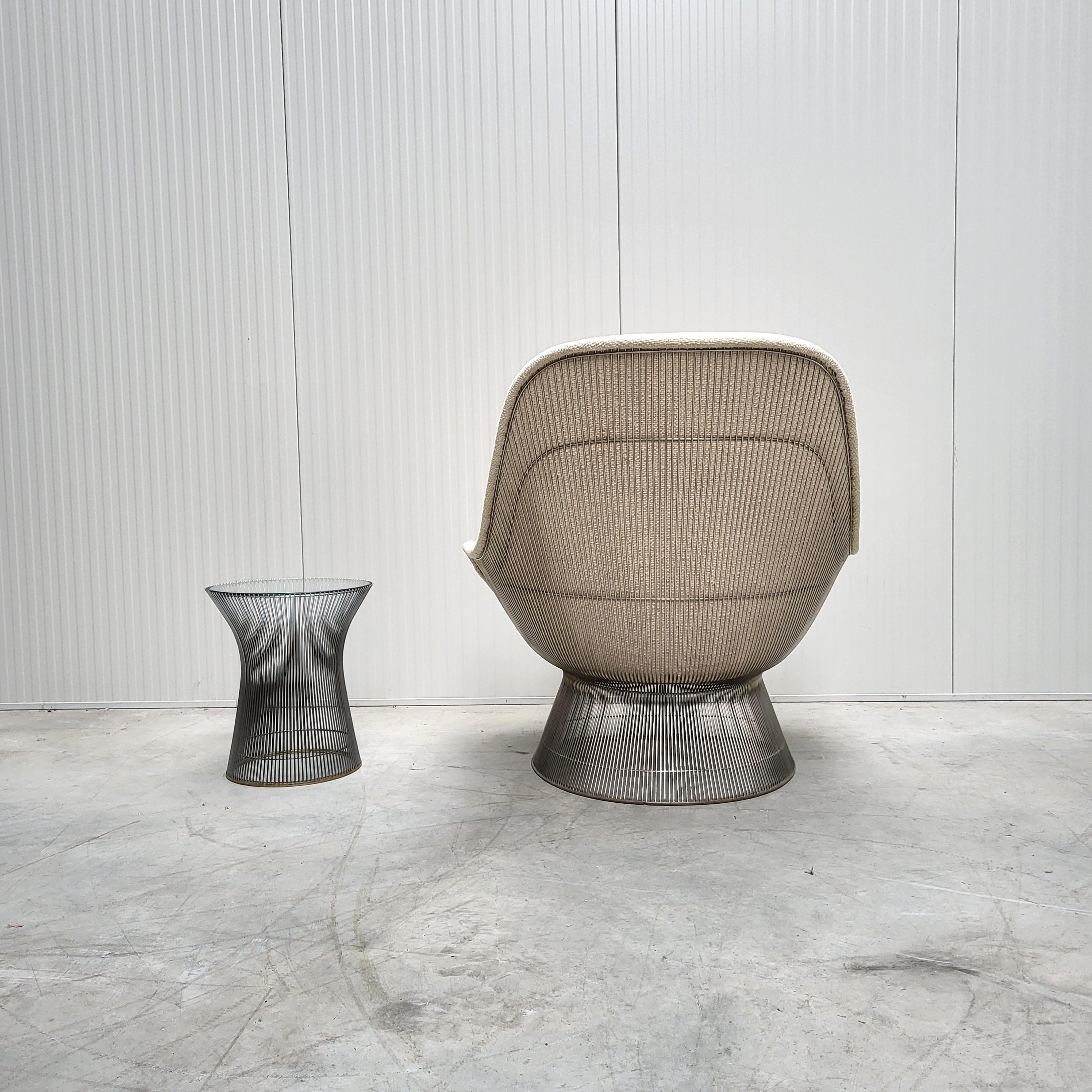 Aluminum Warren Platner Easy Lounge Chair & Ottoman for Knoll Cato Natural, 1980s