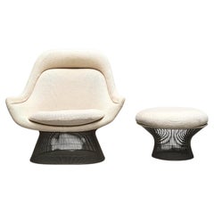 Warren Platner Easy Lounge Chair & Ottoman for Knoll Cato Natural, 1980s
