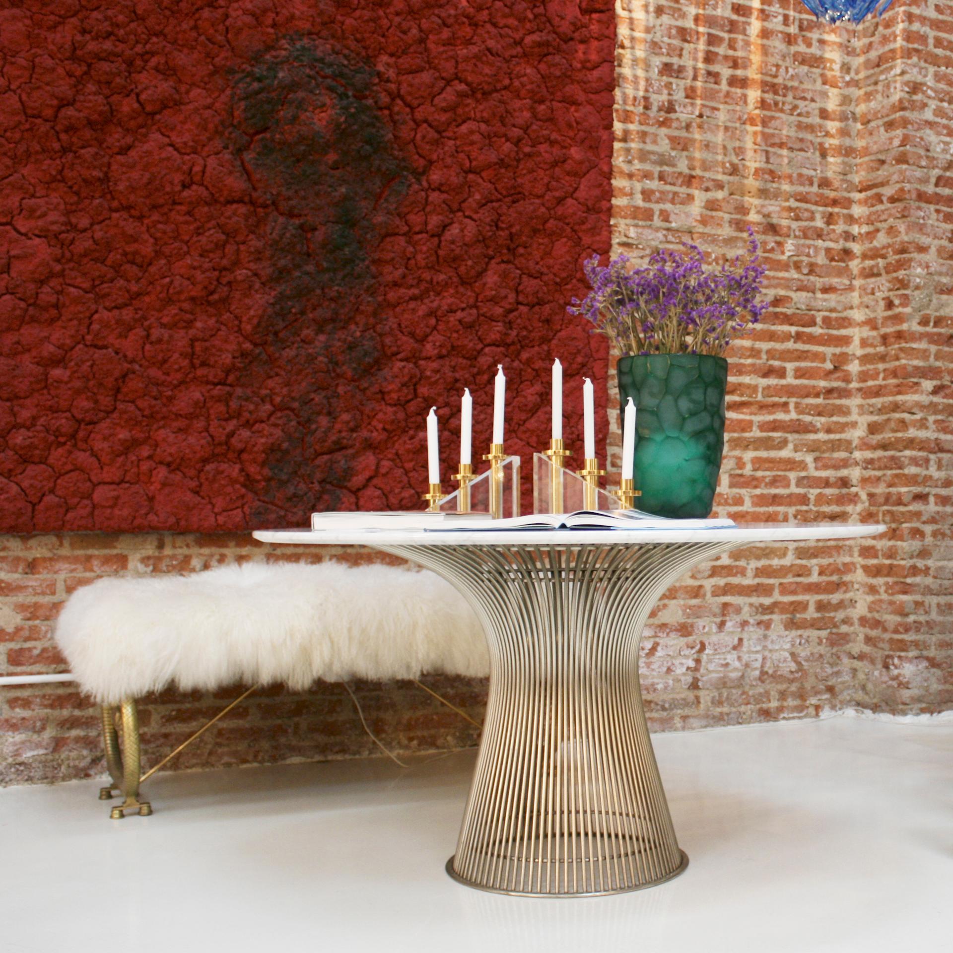 Warren Platner Mesa de acero con mármol de Carrara editada por Knoll, EE.UU., 1970 Italiano en venta