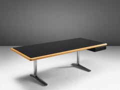 Warren Platner para Knoll Escritorio ejecutivo con tablero de cuero negro