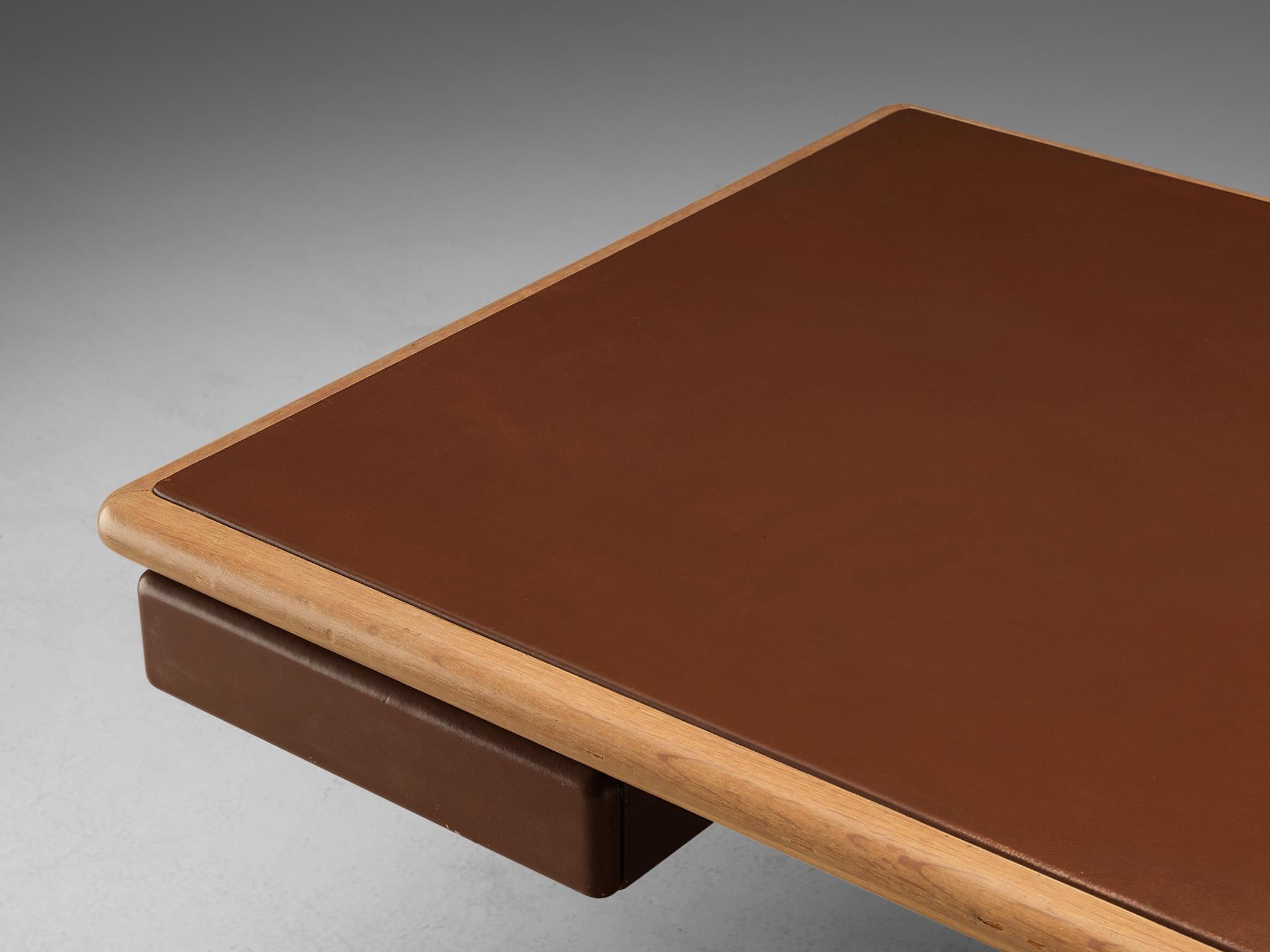 Mid-Century Modern Warren Platner Executive Desk with Brown Leather Top