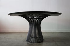 Warren Platner for Knoll 54" Ebonized Oak Dining Table on Steel Base