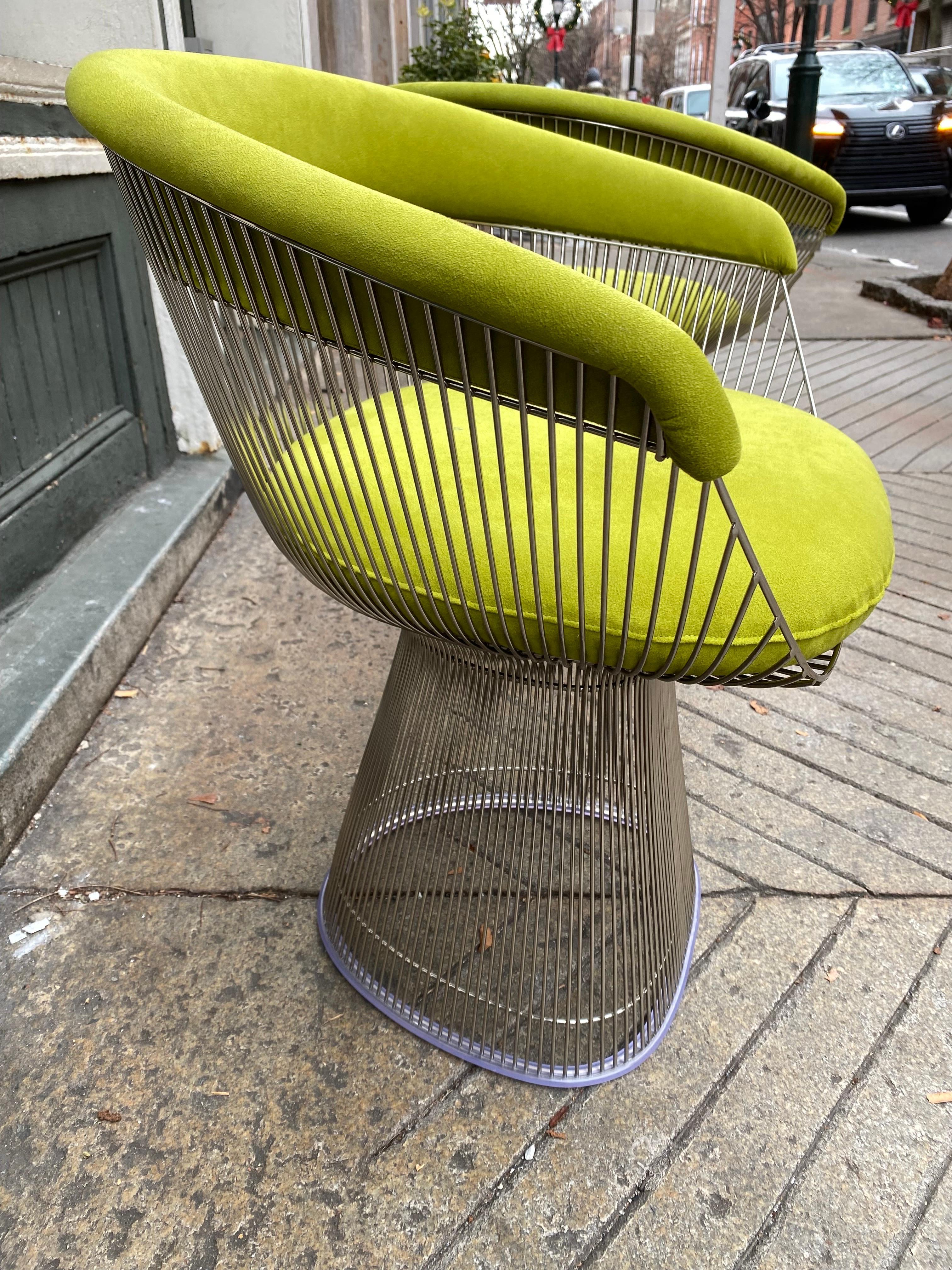 American Warren Platner for Knoll Arm Chairs/ Pair in suede
