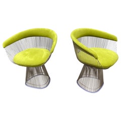 Warren Platner for Knoll Arm Chairs/ Pair in suede