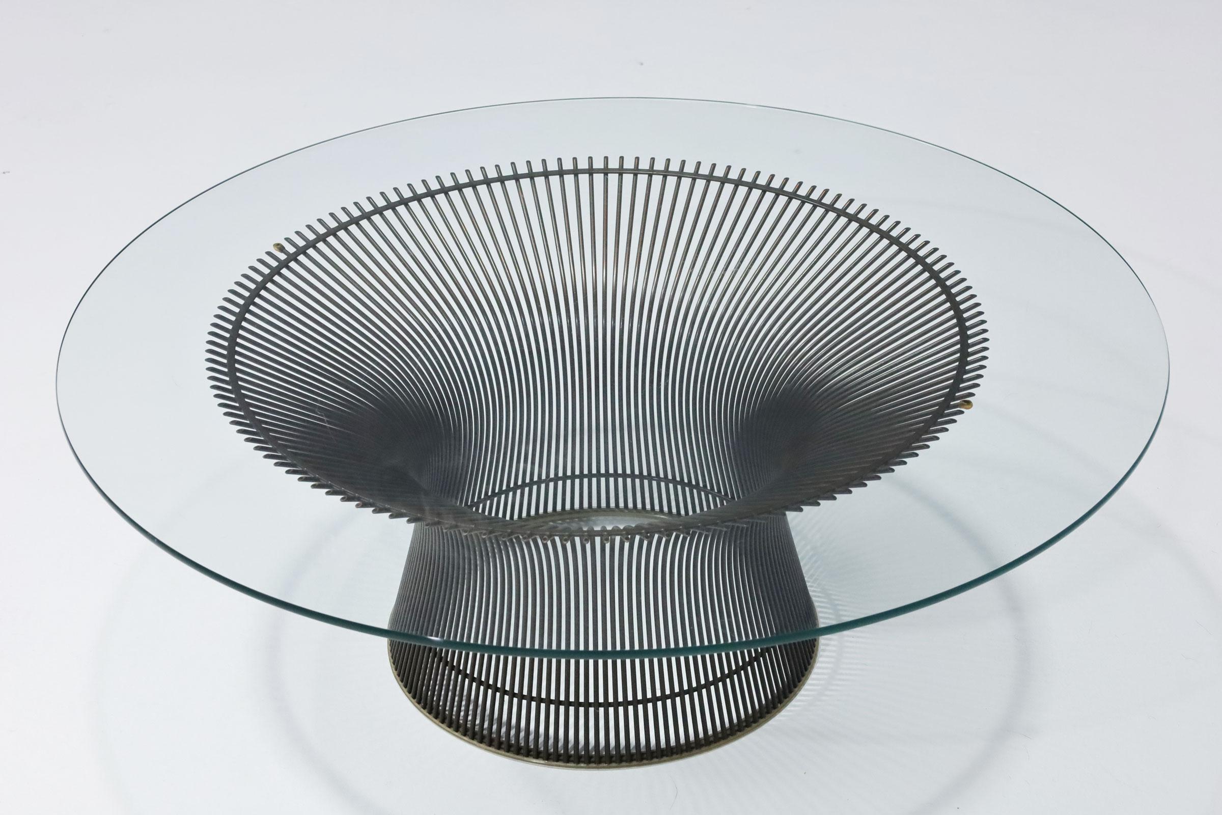 Warren Platner's iconic coffee table in patinated bronze finish with a 42