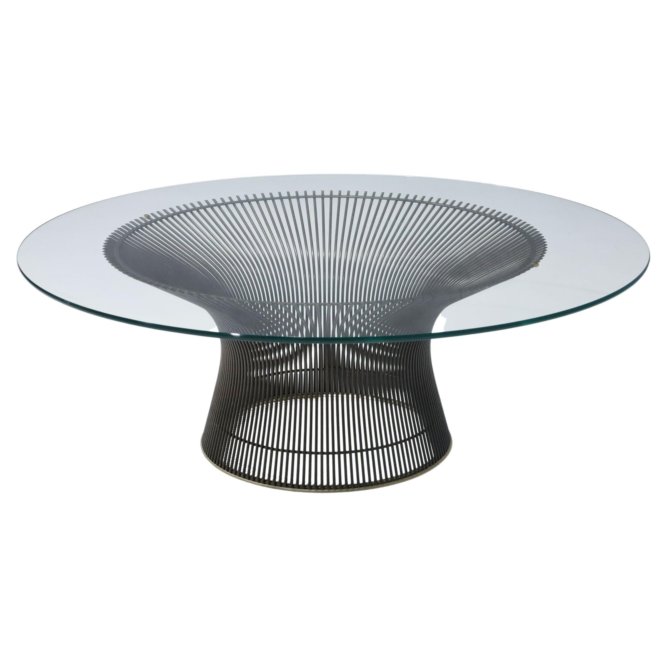 Warren Platner for Knoll Bronze Base Coffee Table with Beveled Glass Top
