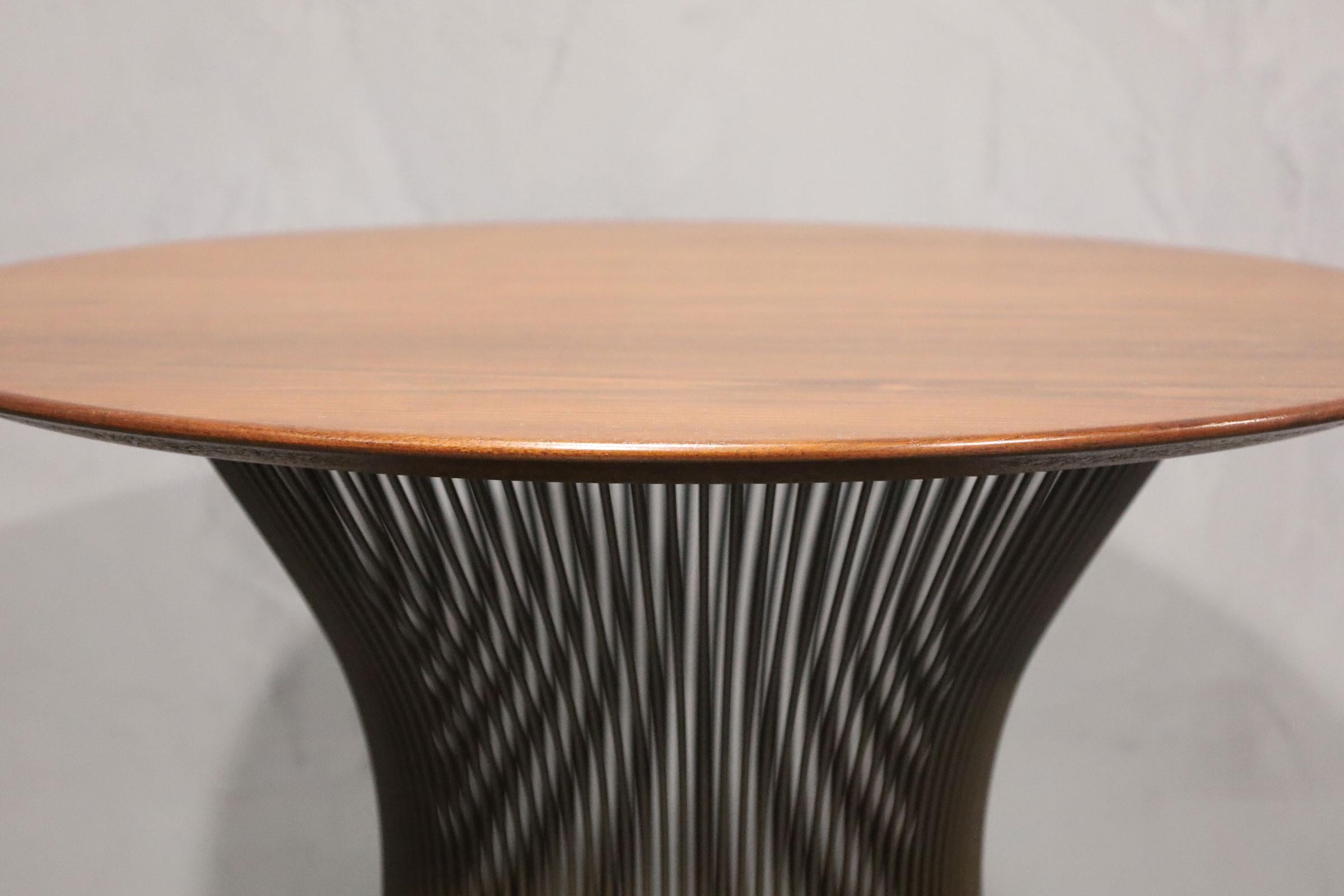 Mid-Century Modern Warren Platner for Knoll Bronze Base Side Table with Walnut Top For Sale