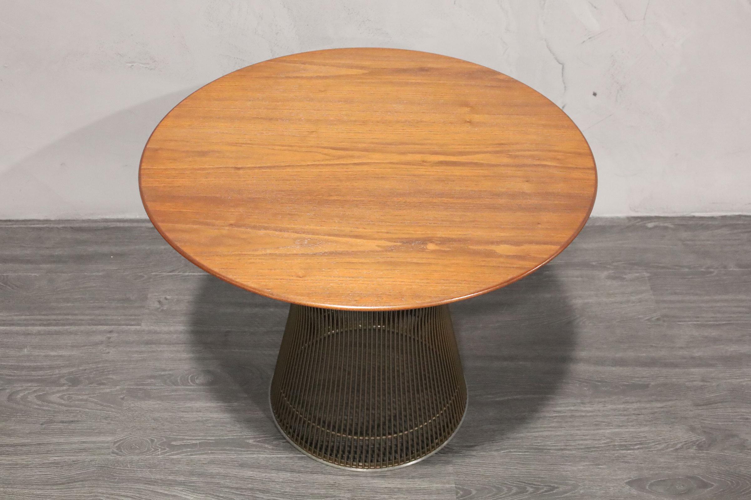 20th Century Warren Platner for Knoll Bronze Base Side Table with Walnut Top For Sale