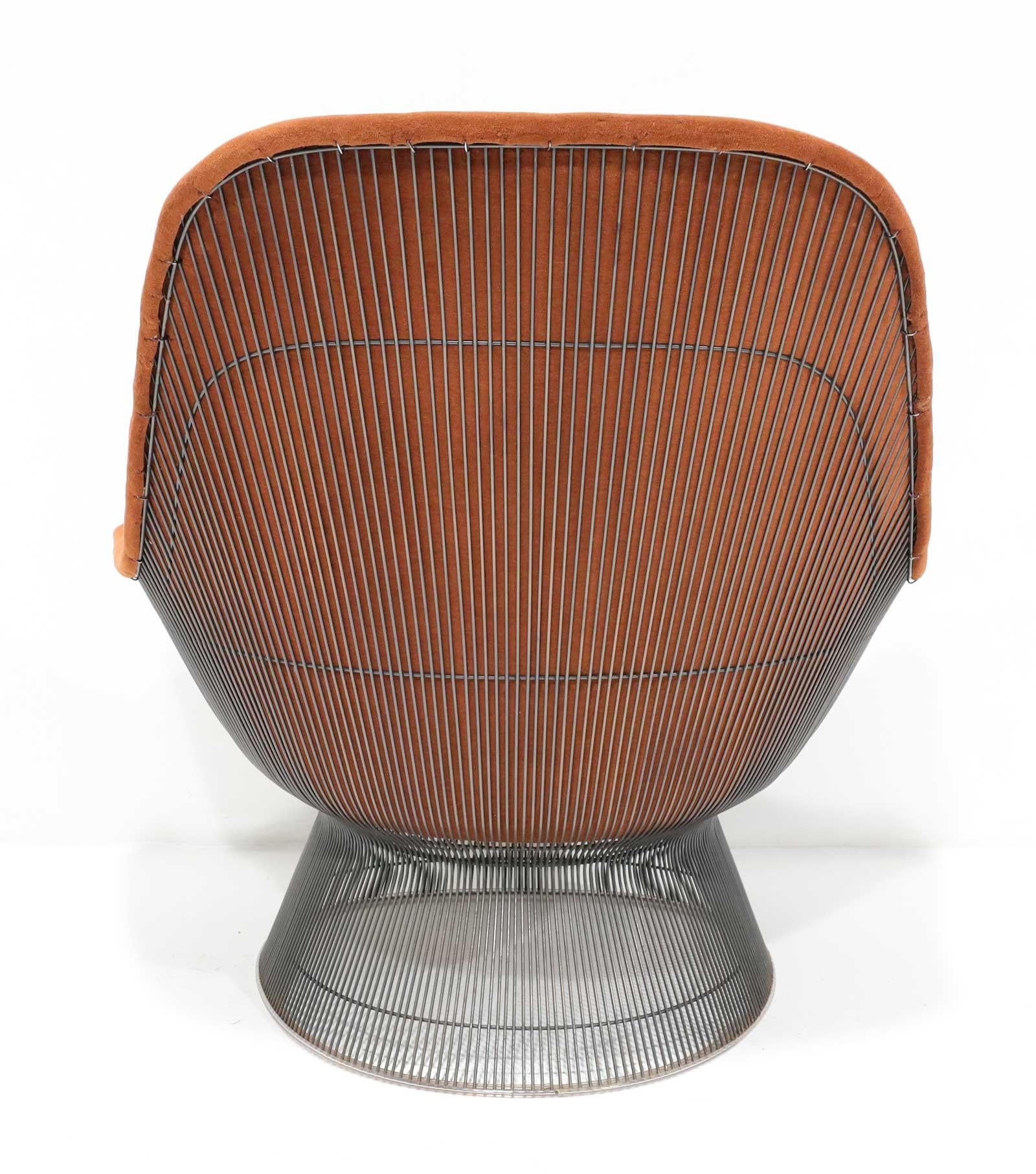 Mid-Century moderno Warren Platner per Knoll Sedia facile e ottomana in bronzo in alpaca in vendita