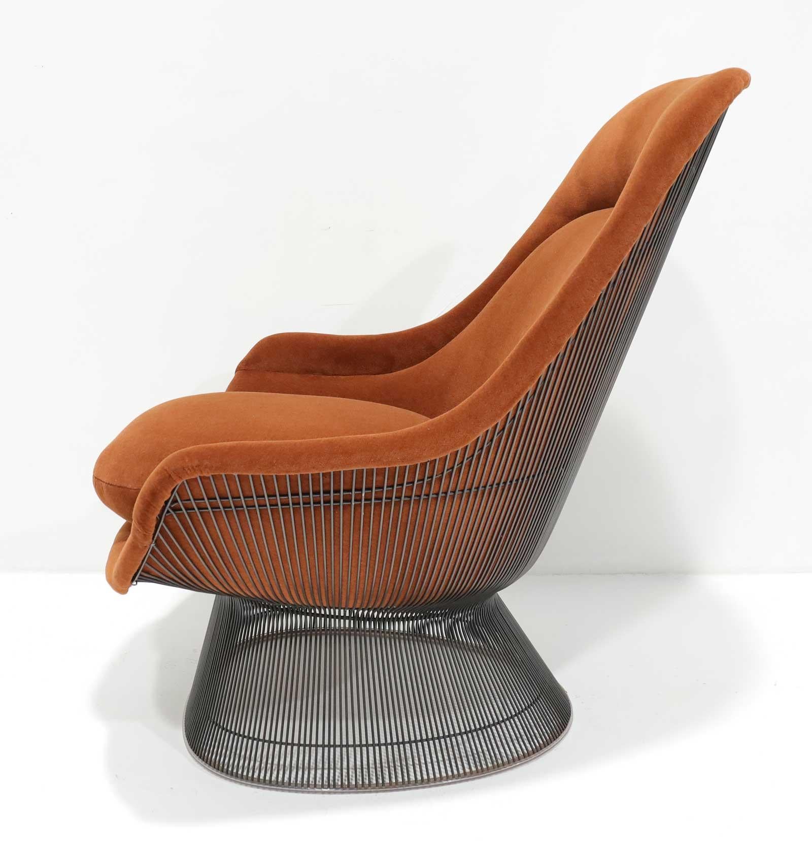 Americano Warren Platner per Knoll Sedia facile e ottomana in bronzo in alpaca in vendita