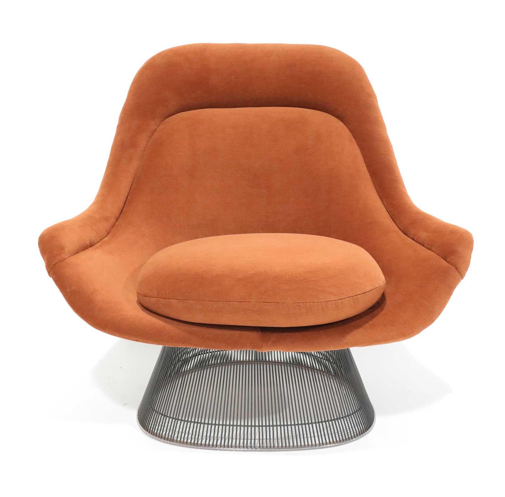 Warren Platner per Knoll Sedia facile e ottomana in bronzo in alpaca In condizioni buone in vendita a Dallas, TX