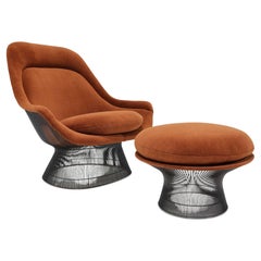 Warren Platner per Knoll Sedia facile e ottomana in bronzo in alpaca