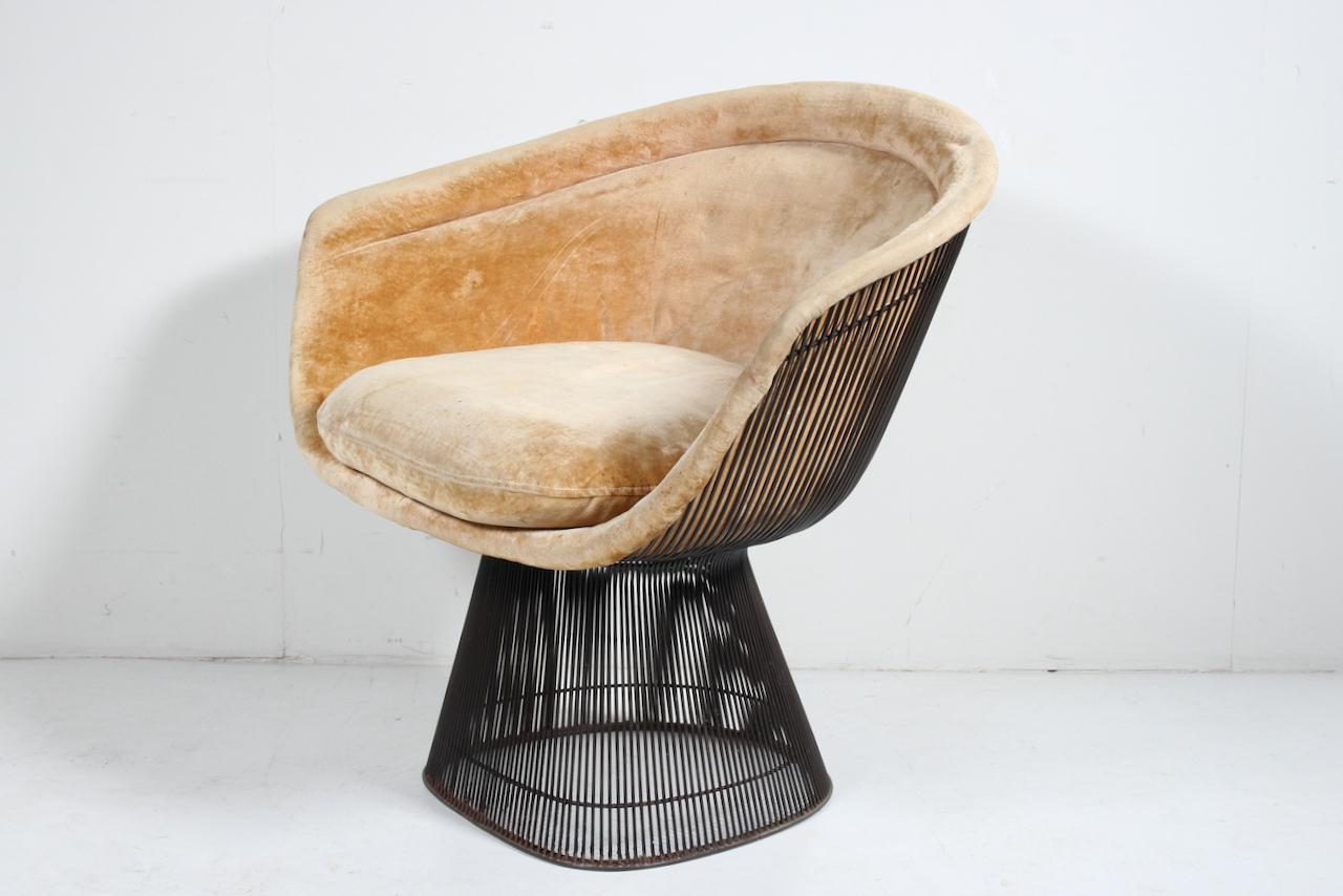 Warren Platner for Knoll Bronze Finish Lounge Chair, 1960's In Good Condition For Sale In Bainbridge, NY