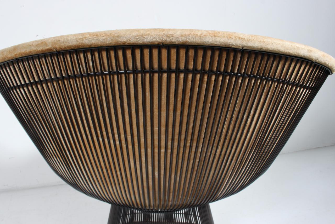 Steel Warren Platner for Knoll Bronze Finish Lounge Chair, 1960's For Sale