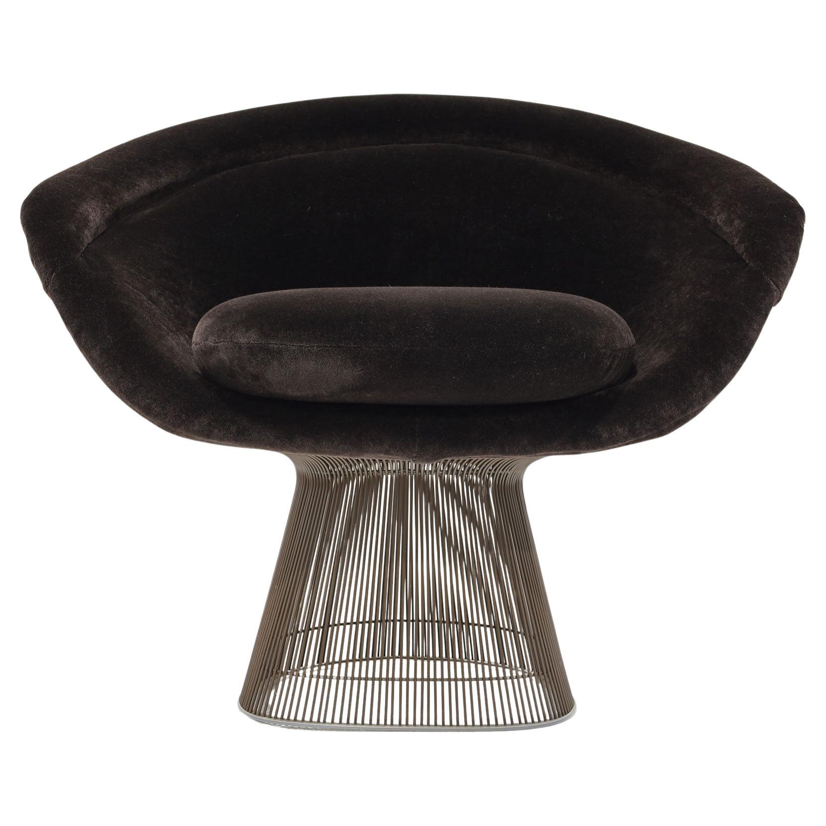 Warren Platner for Knoll Bronze Frame Lounge Chair in Holly Hunt Mohair For Sale