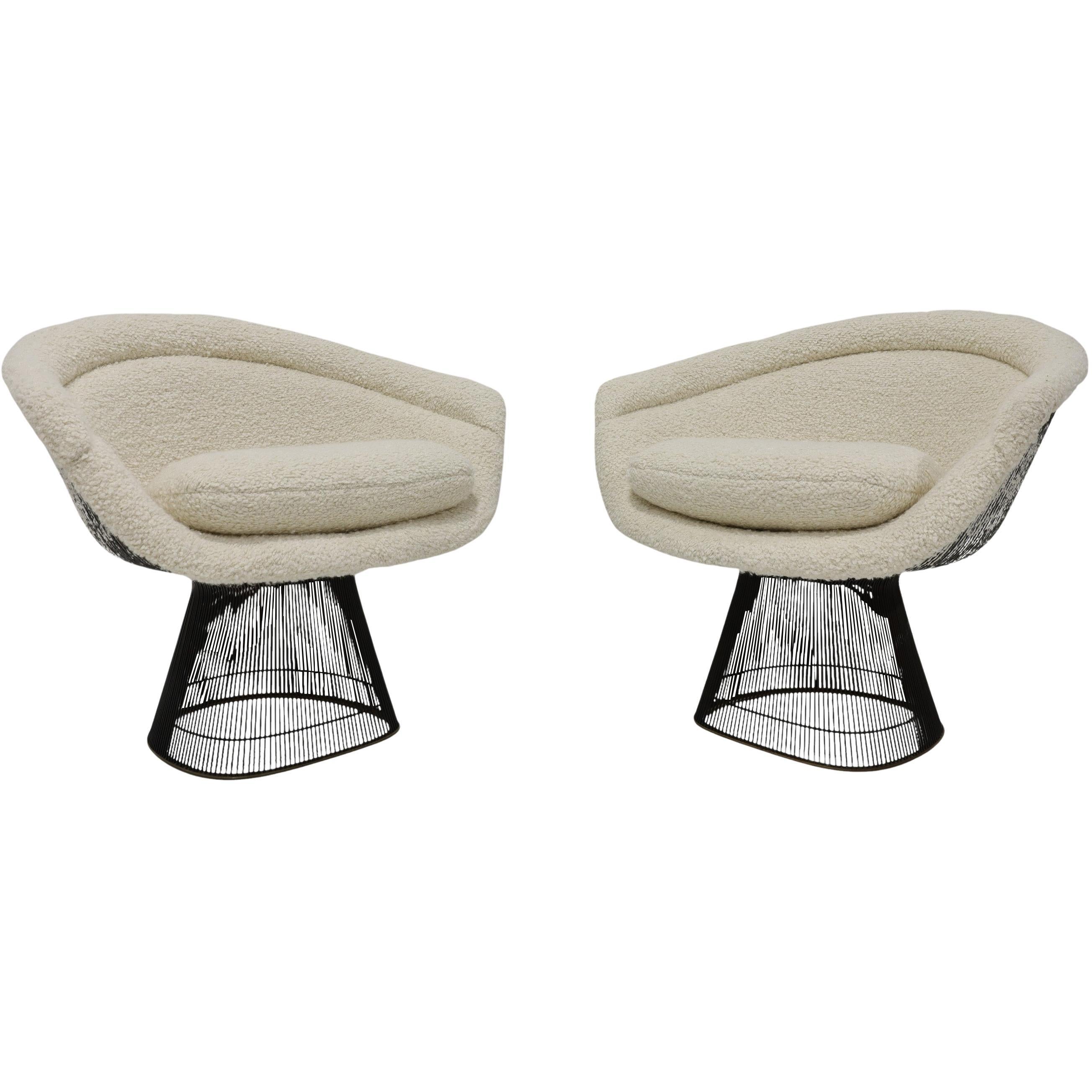 Warren Platner para Knoll Sillas de salón con estructura de bronce en osito Holly Hunt en venta