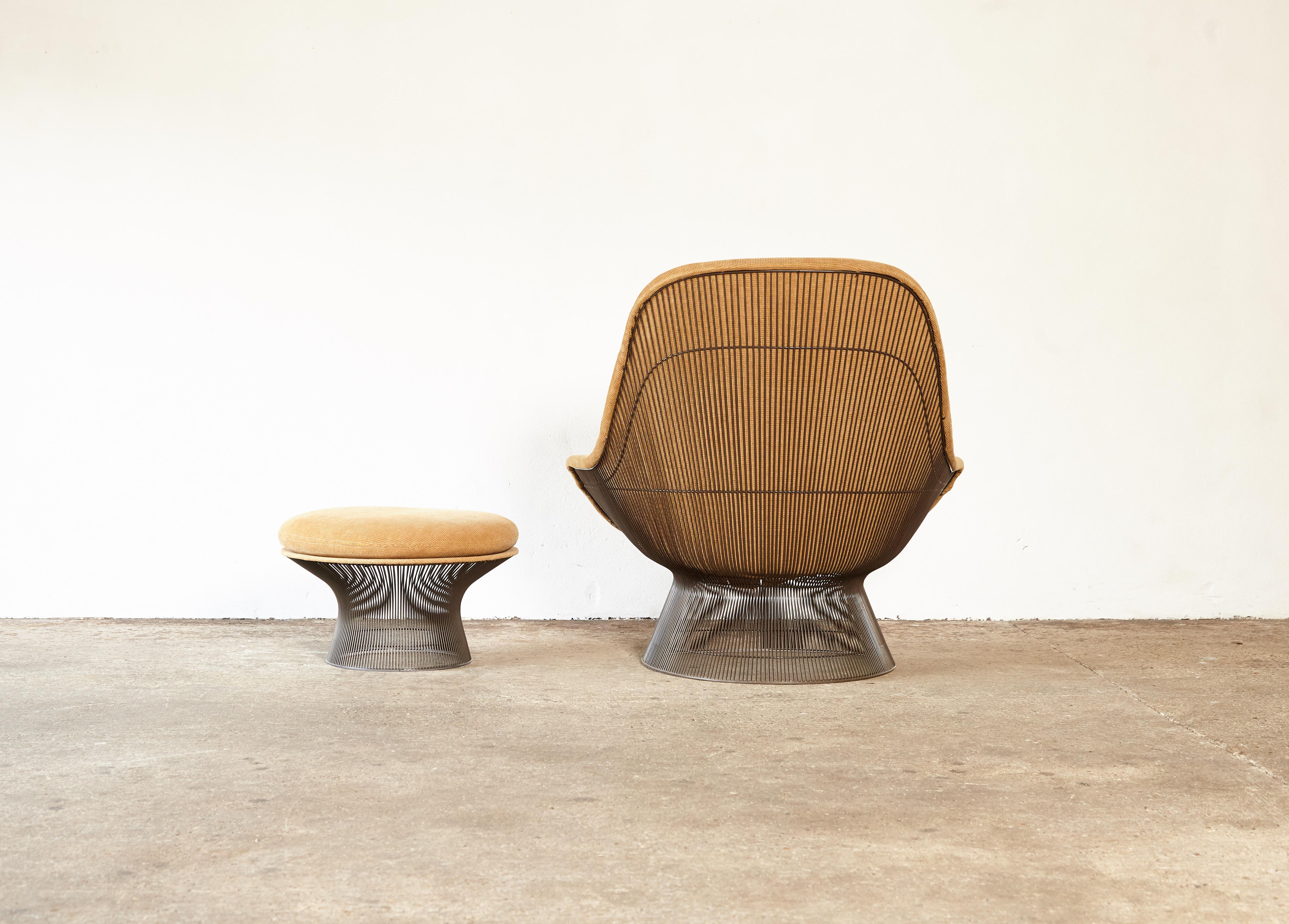 American Warren Platner for Knoll Bronze Lounge Chair and Ottoman, USA, 1960s/70s
