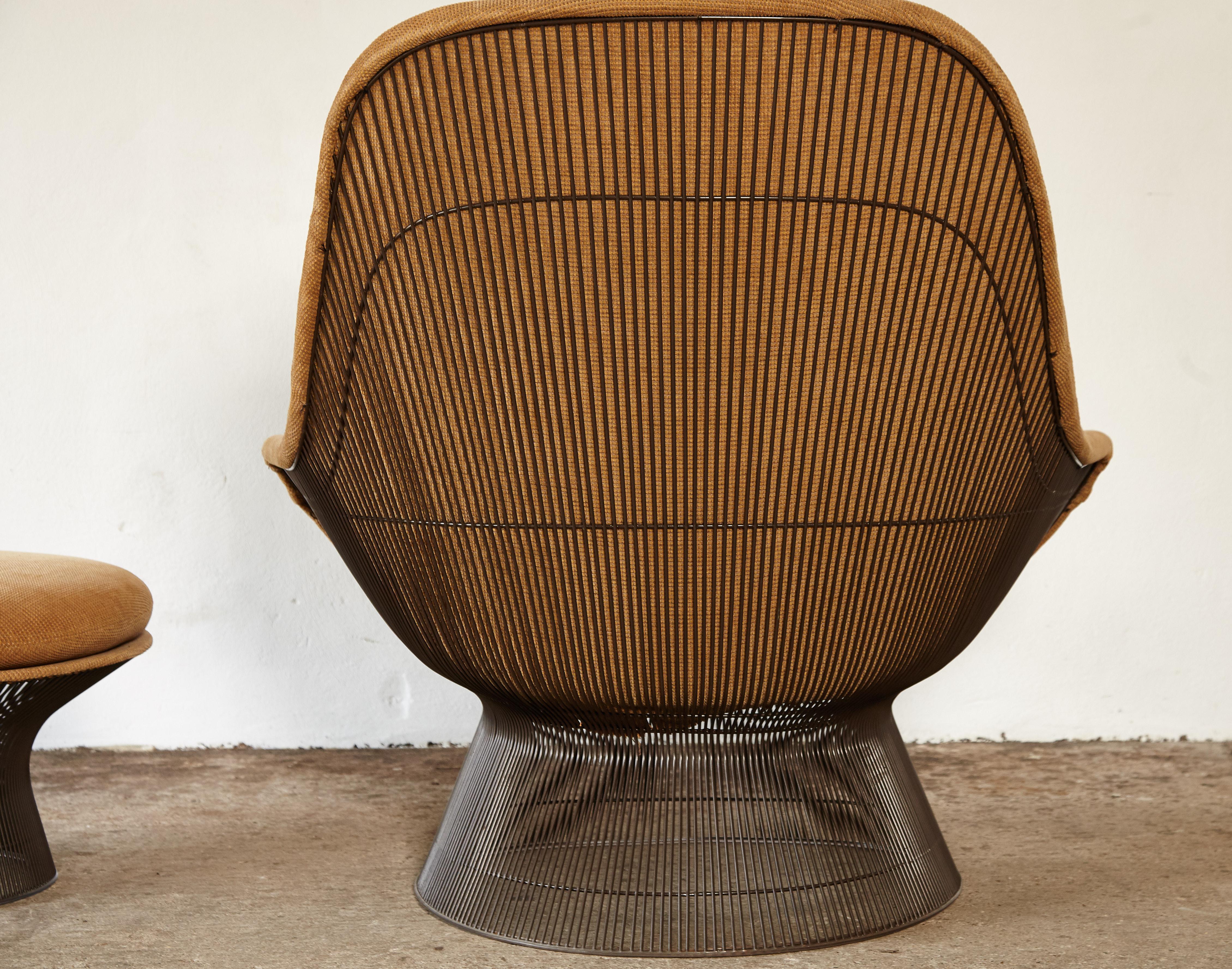 Warren Platner for Knoll Bronze Lounge Chair and Ottoman, USA, 1960s/70s In Good Condition In London, GB