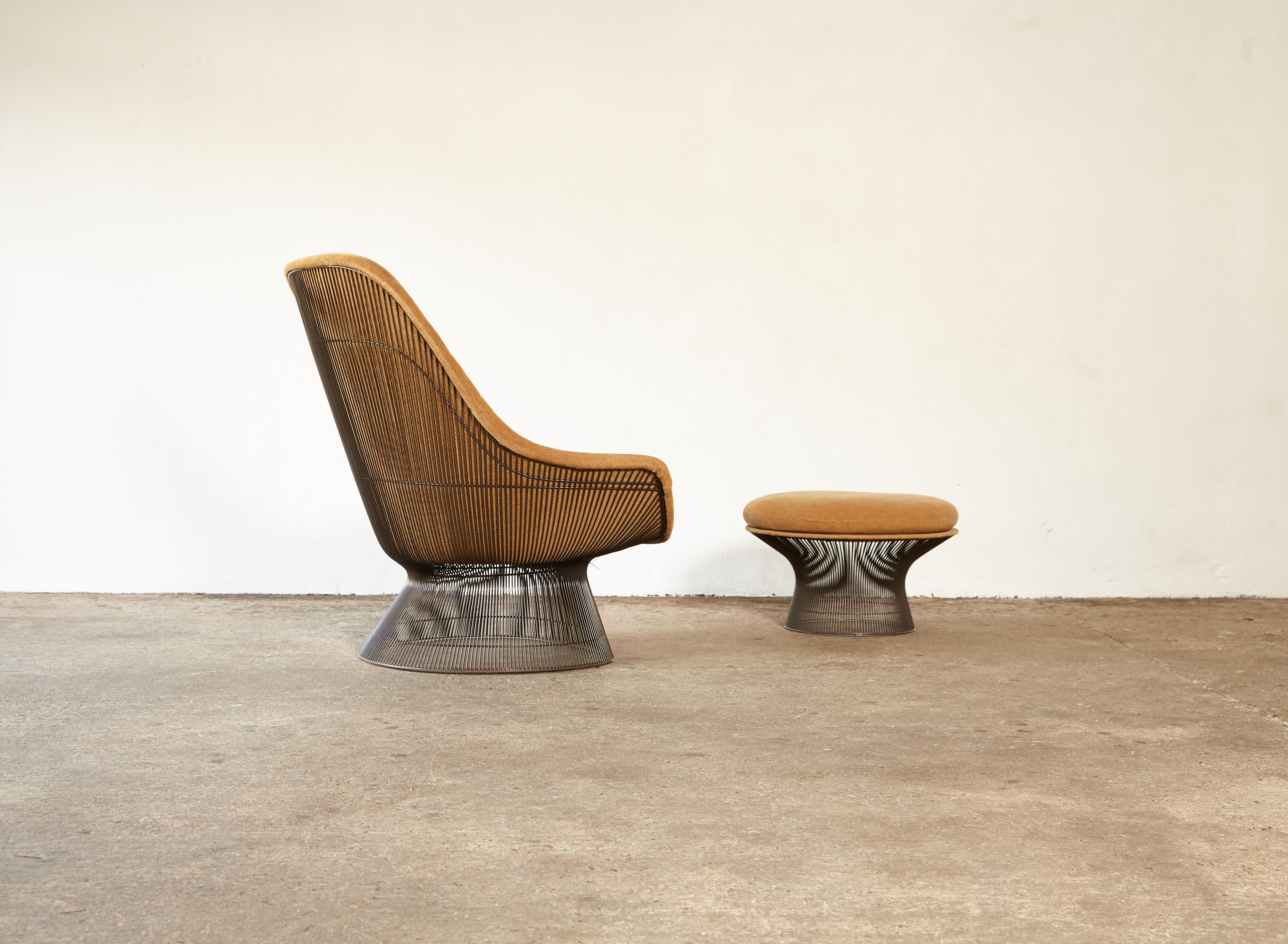 Late 20th Century Warren Platner for Knoll Bronze Lounge Chair and Ottoman, USA, 1960s/70s