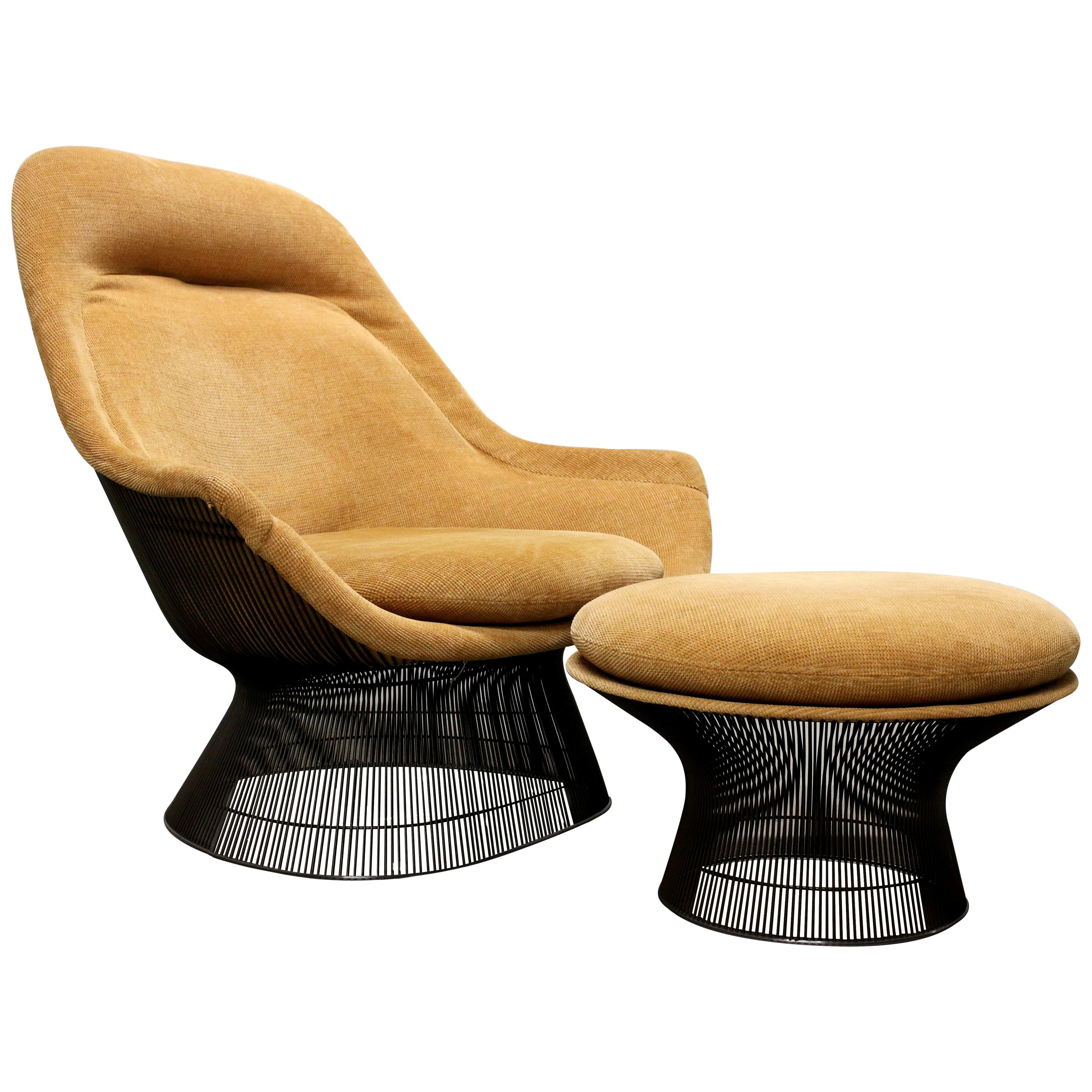Warren Platner for Knoll Bronze Lounge Chair and Ottoman, USA, 1960s