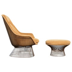 Warren Platner for Knoll Bronze Lounge Chair and Ottoman, USA, 1960s/70s