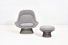 Warren Platner for Knoll Bronze Lounge Chair with Ottoman