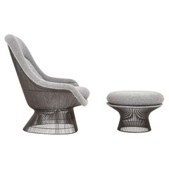Warren Platner for Knoll Bronze Lounge Chair with Ottoman