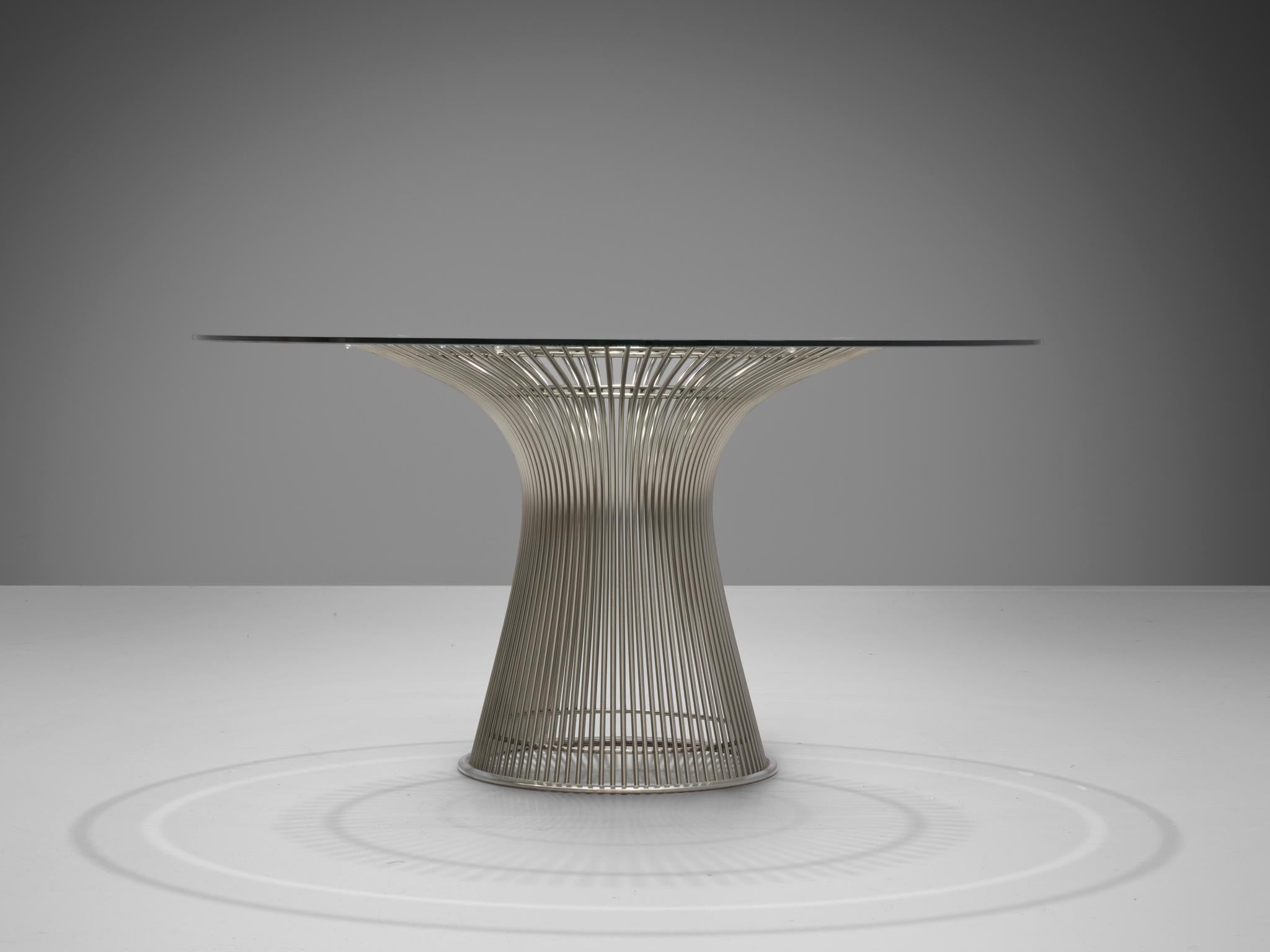 Milieu du XXe siècle Warren Platner table centrale en verre et acier pour Knoll en vente