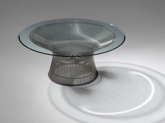 Tavolino da caffè in acciaio e vetro di Warren Platner per Knoll