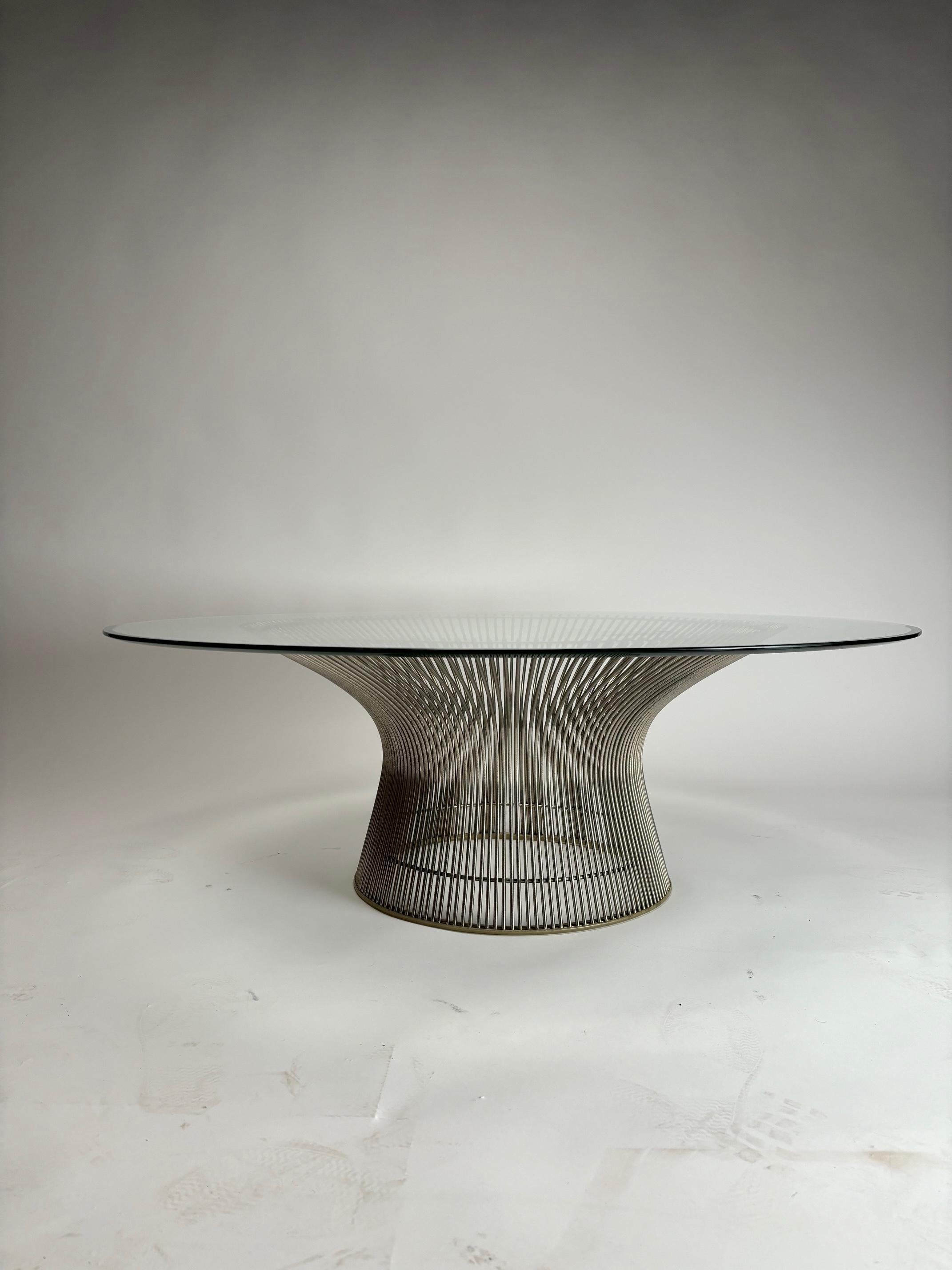 Mesa baja de acero y cristal Warren Platner para Knoll Moderno de mediados de siglo en venta