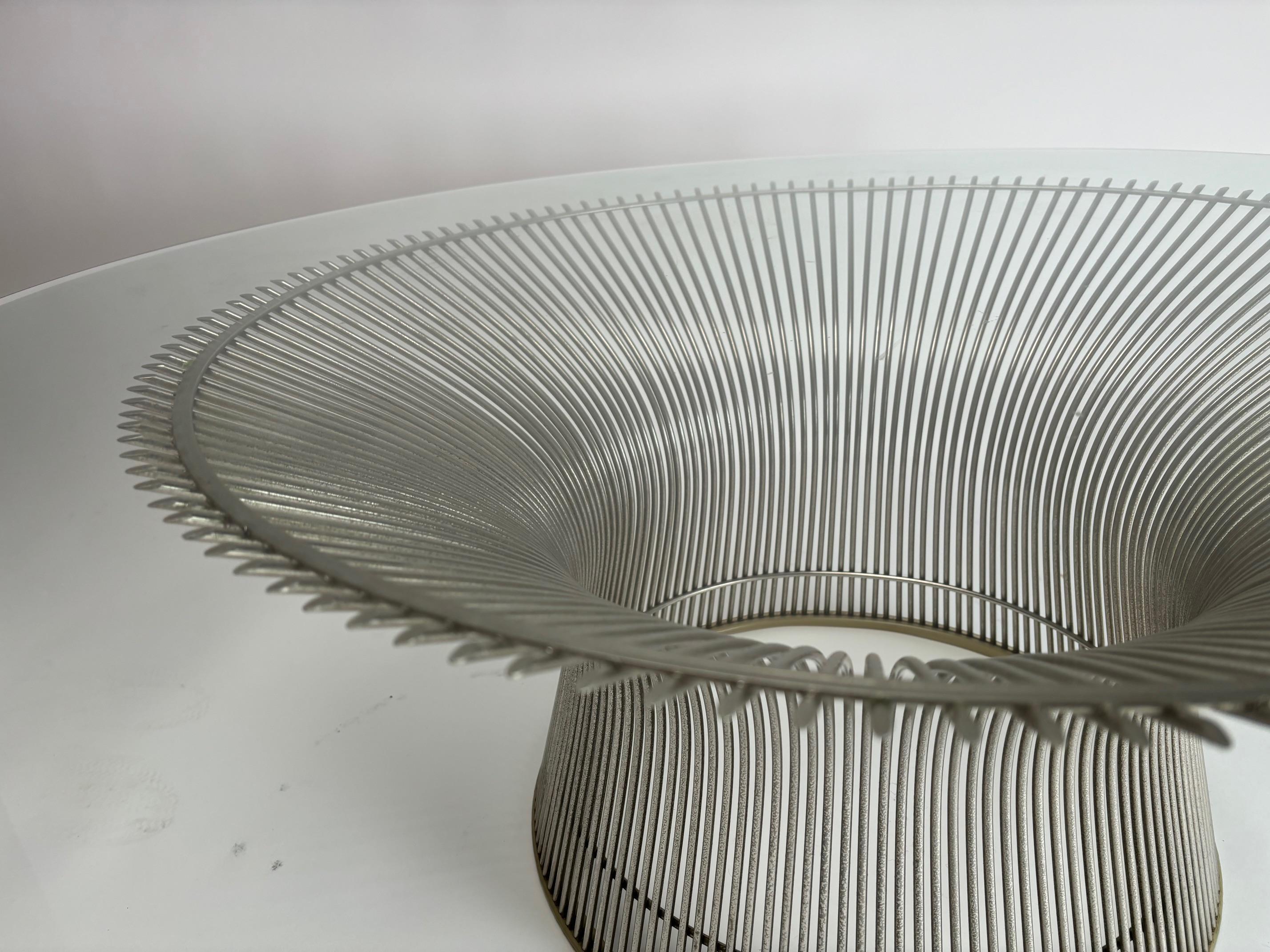 Mesa baja de acero y cristal Warren Platner para Knoll Acero en venta