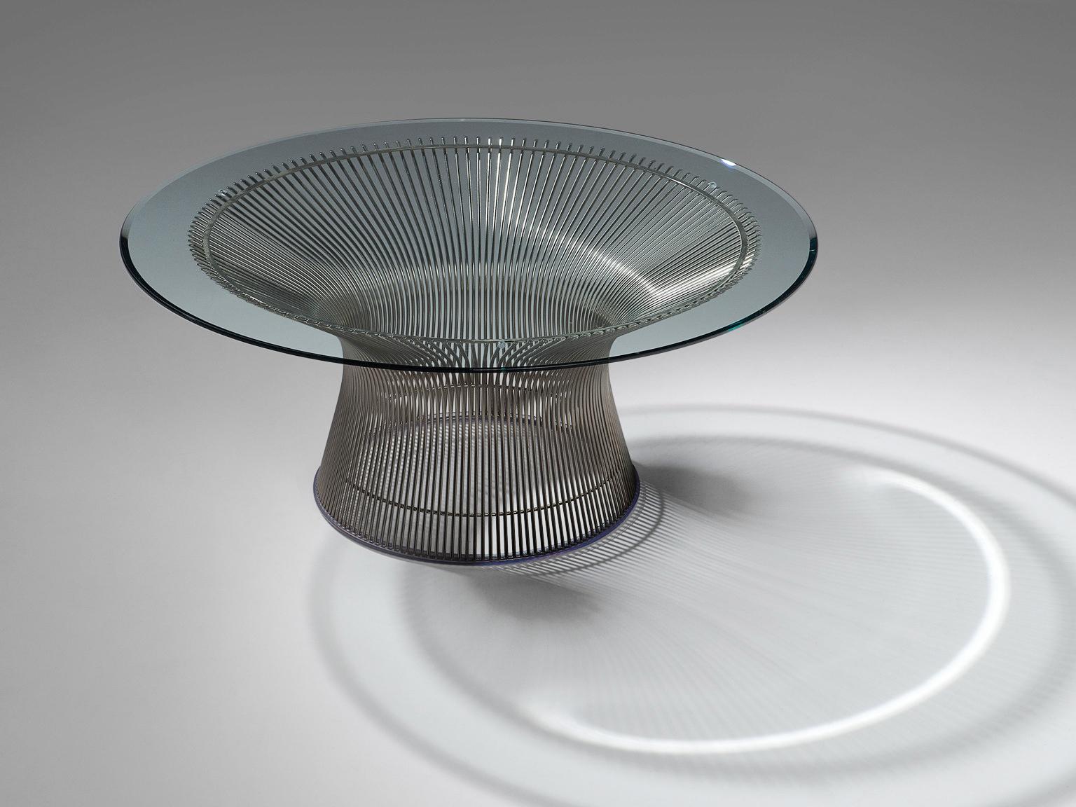 Mid-20th Century Warren Platner for Knoll Coffee Table in Steel and Glass  For Sale