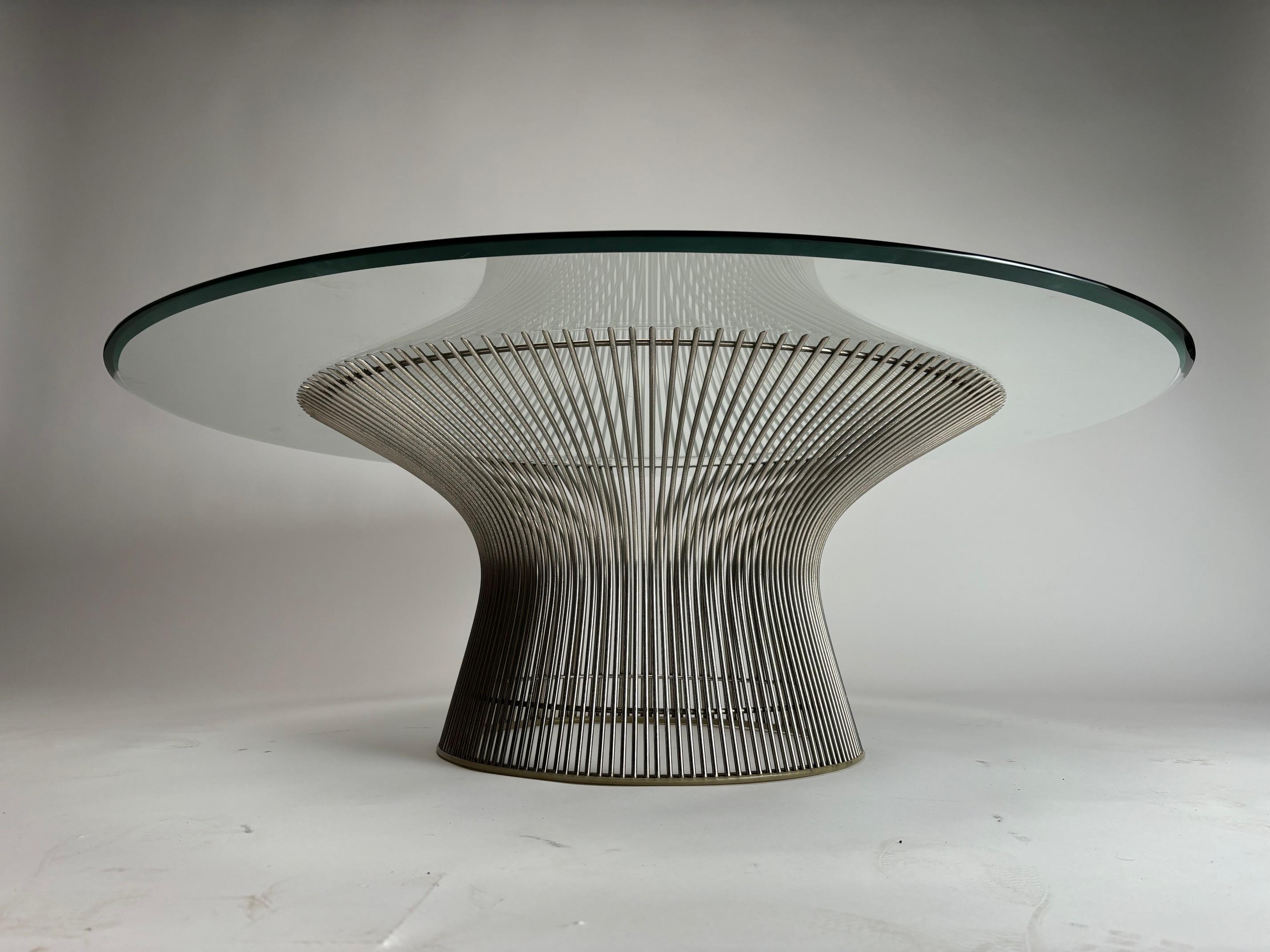 Mesa baja de acero y cristal Warren Platner para Knoll en venta 2