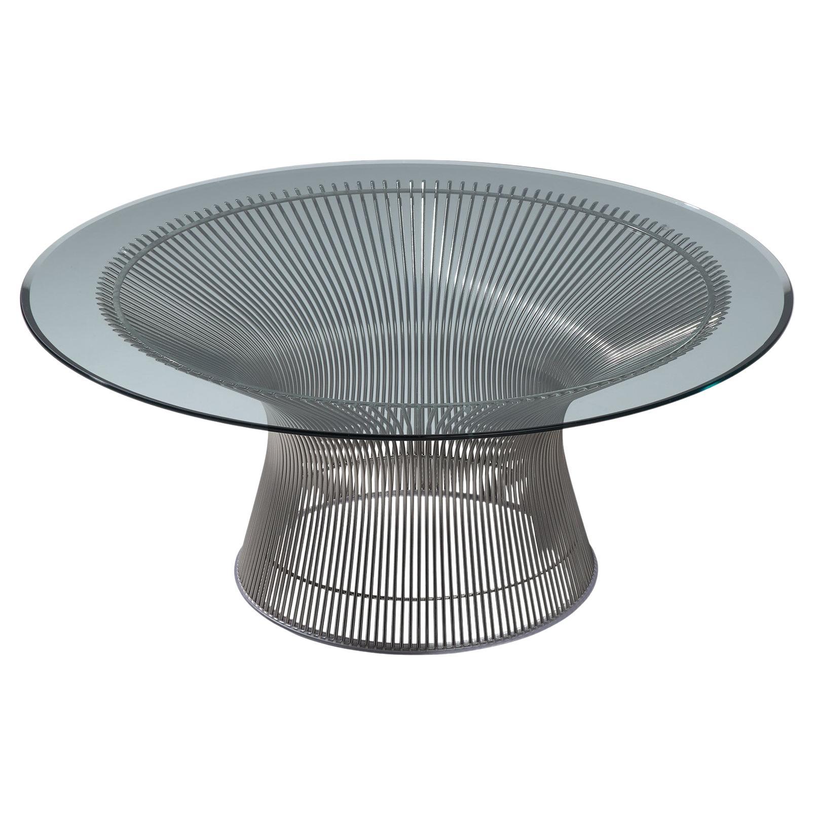 Tavolino da caffè in acciaio e vetro di Warren Platner per Knoll