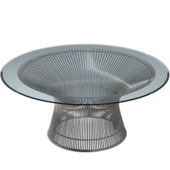 Tavolino da caffè in acciaio e vetro di Warren Platner per Knoll