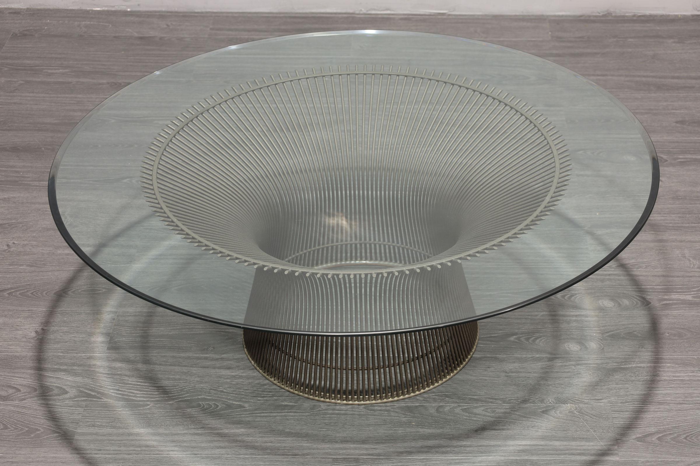 American Warren Platner for Knoll Coffee Table with Beveled Glass Top For Sale