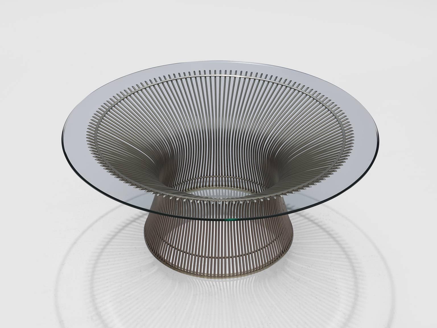 Mid-Century Modern Warren Platner for Knoll Coffee Table with Glass