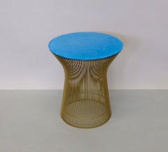 Knoll Custom Gold Finished Wire Base with Blue Cement Top Table