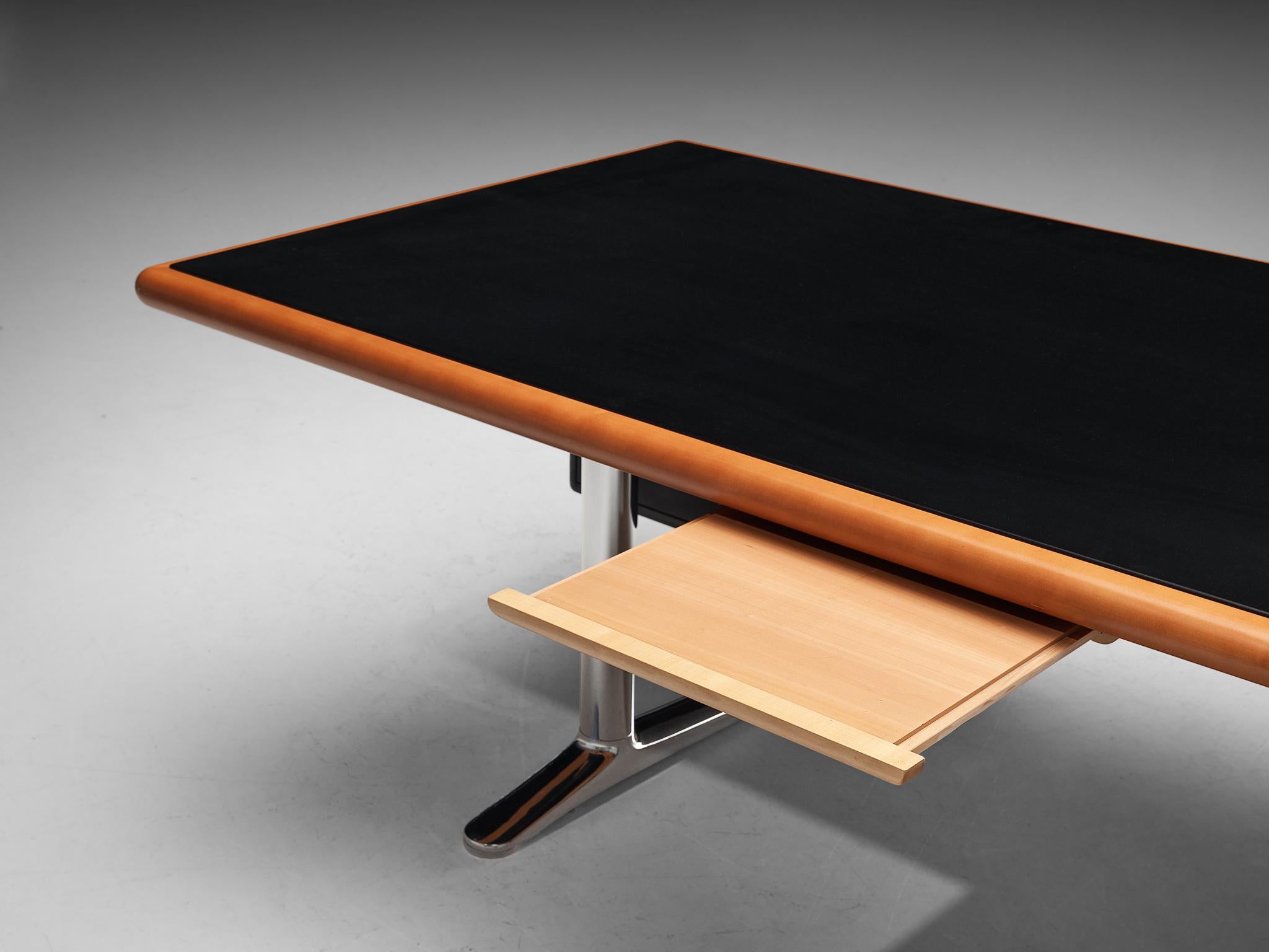 Escritorio Warren Platner para Knoll en cerezo y cuero negro Estadounidense