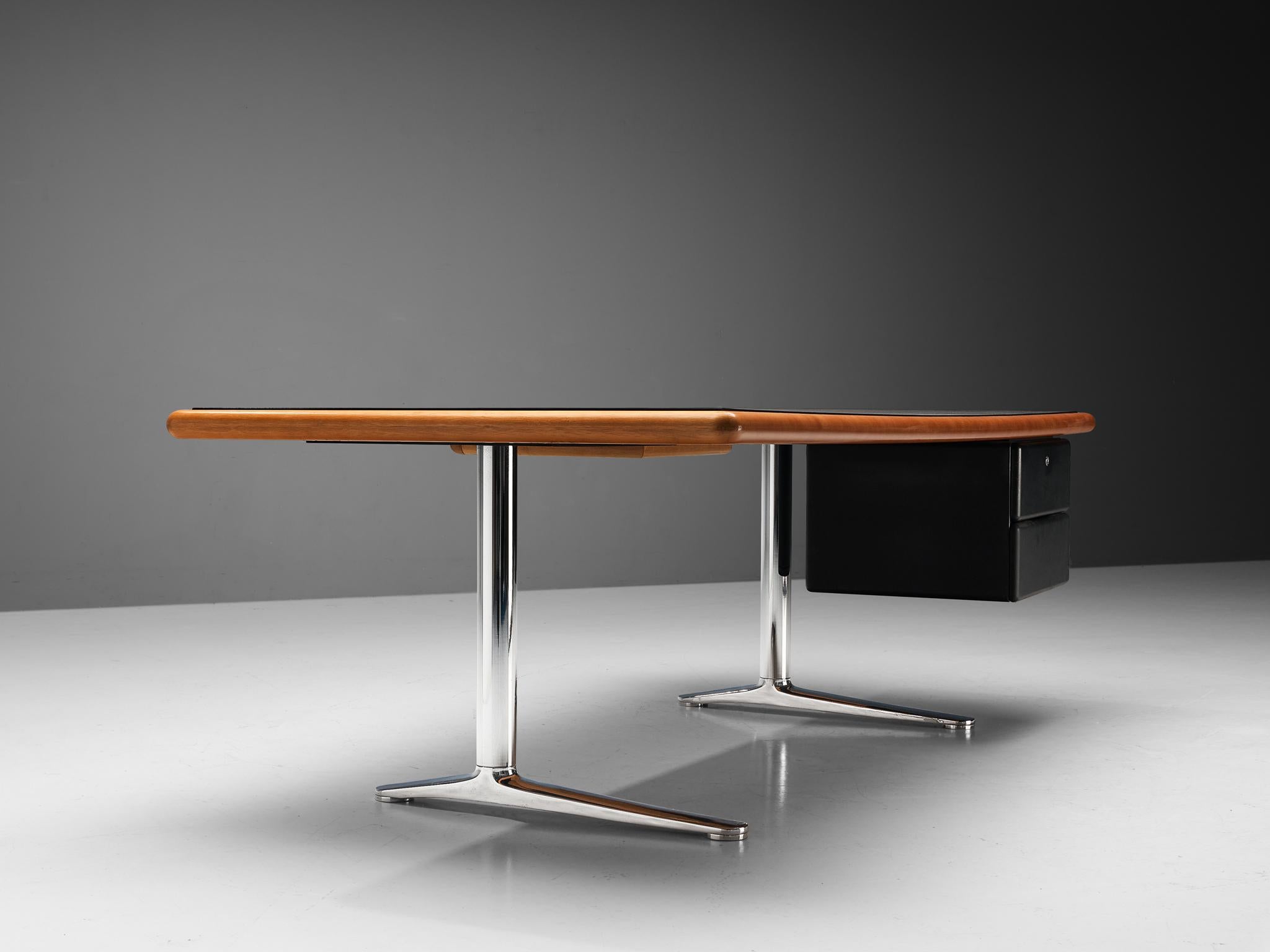 Bureau Warren Platner pour Knoll en cerisier et cuir noir en vente 2