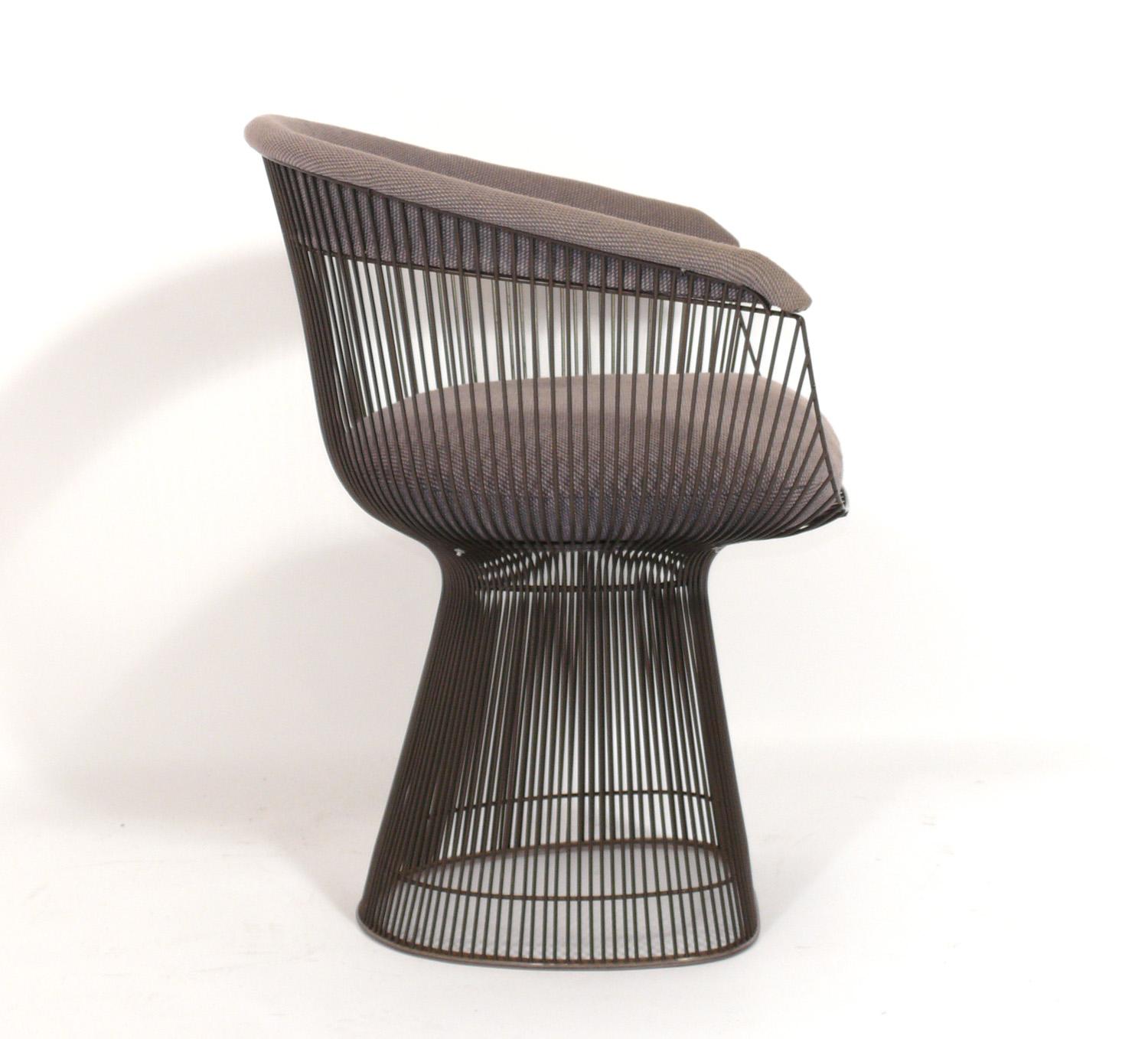 Mid-Century Modern Warren Platner for Knoll Dining Chairs in Original Bronze Finish