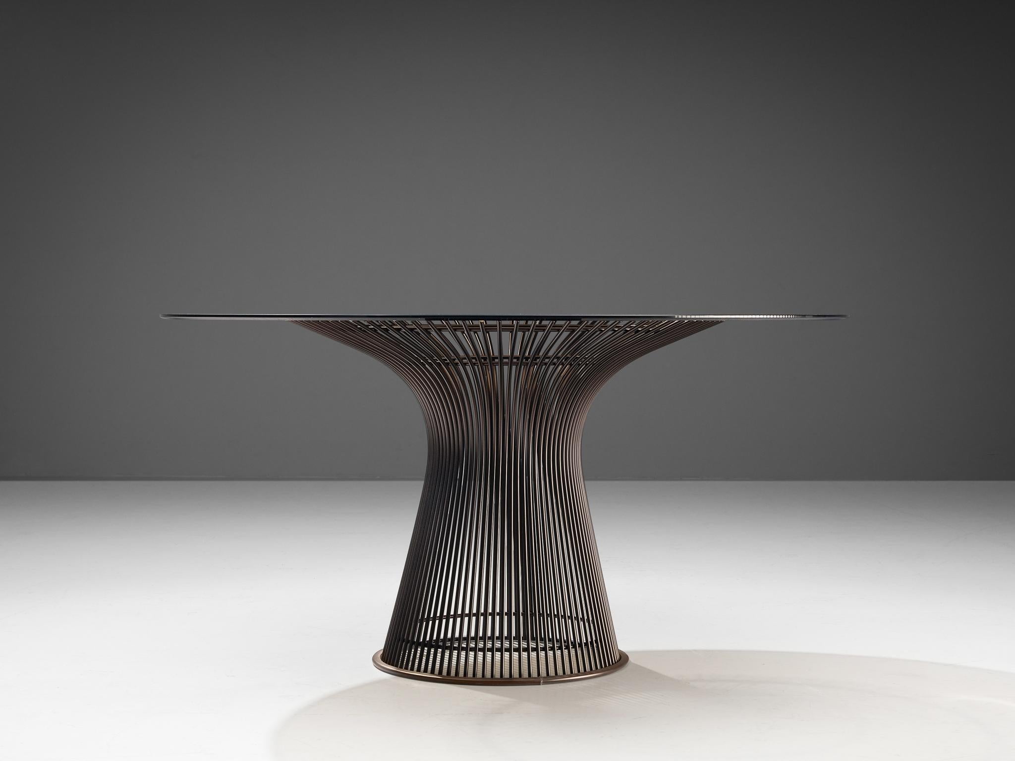 American Warren Platner for Knoll Dining Table in Smoked Glass  For Sale