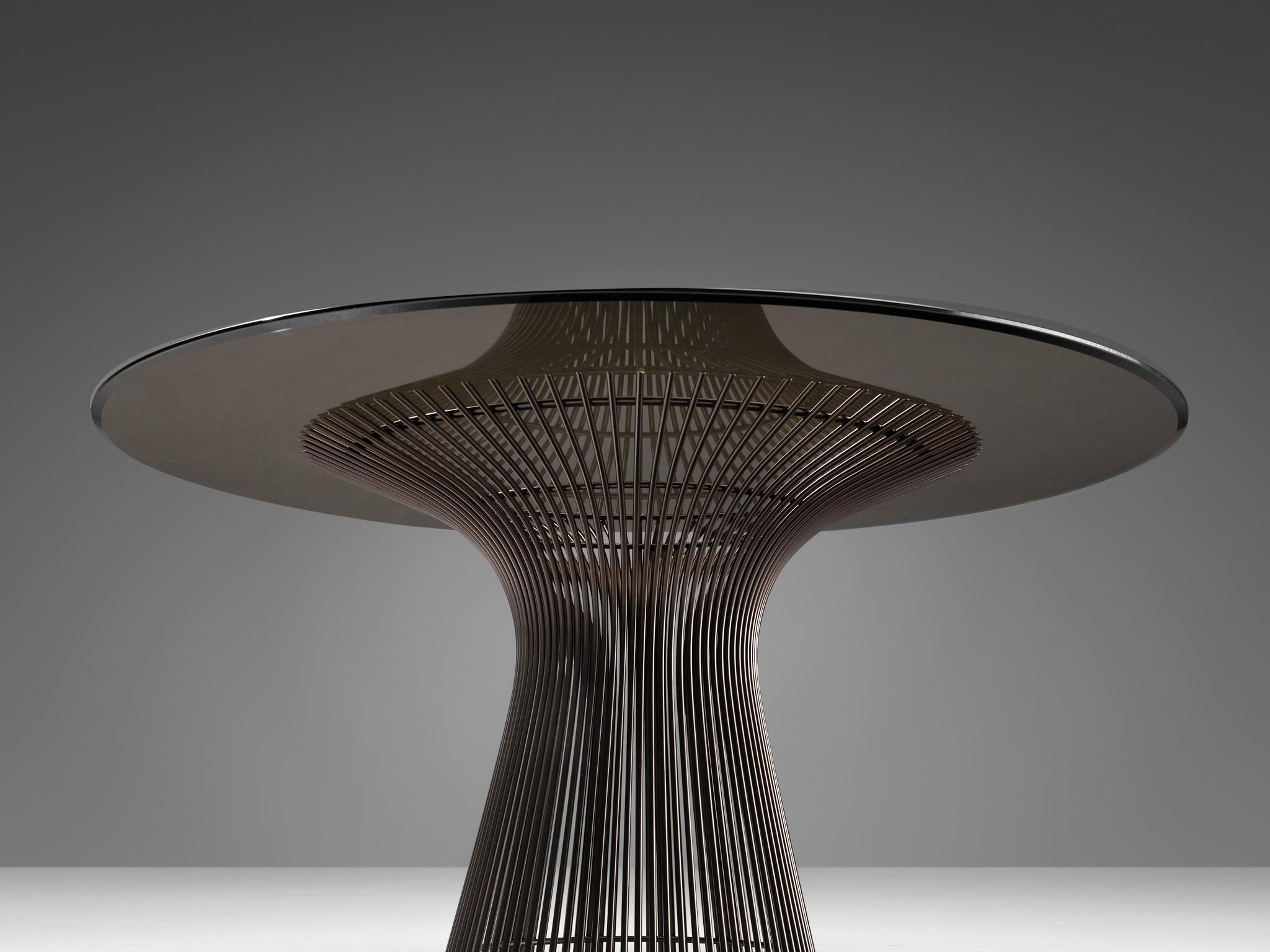 Mid-20th Century Warren Platner for Knoll Dining Table in Smoked Glass  For Sale