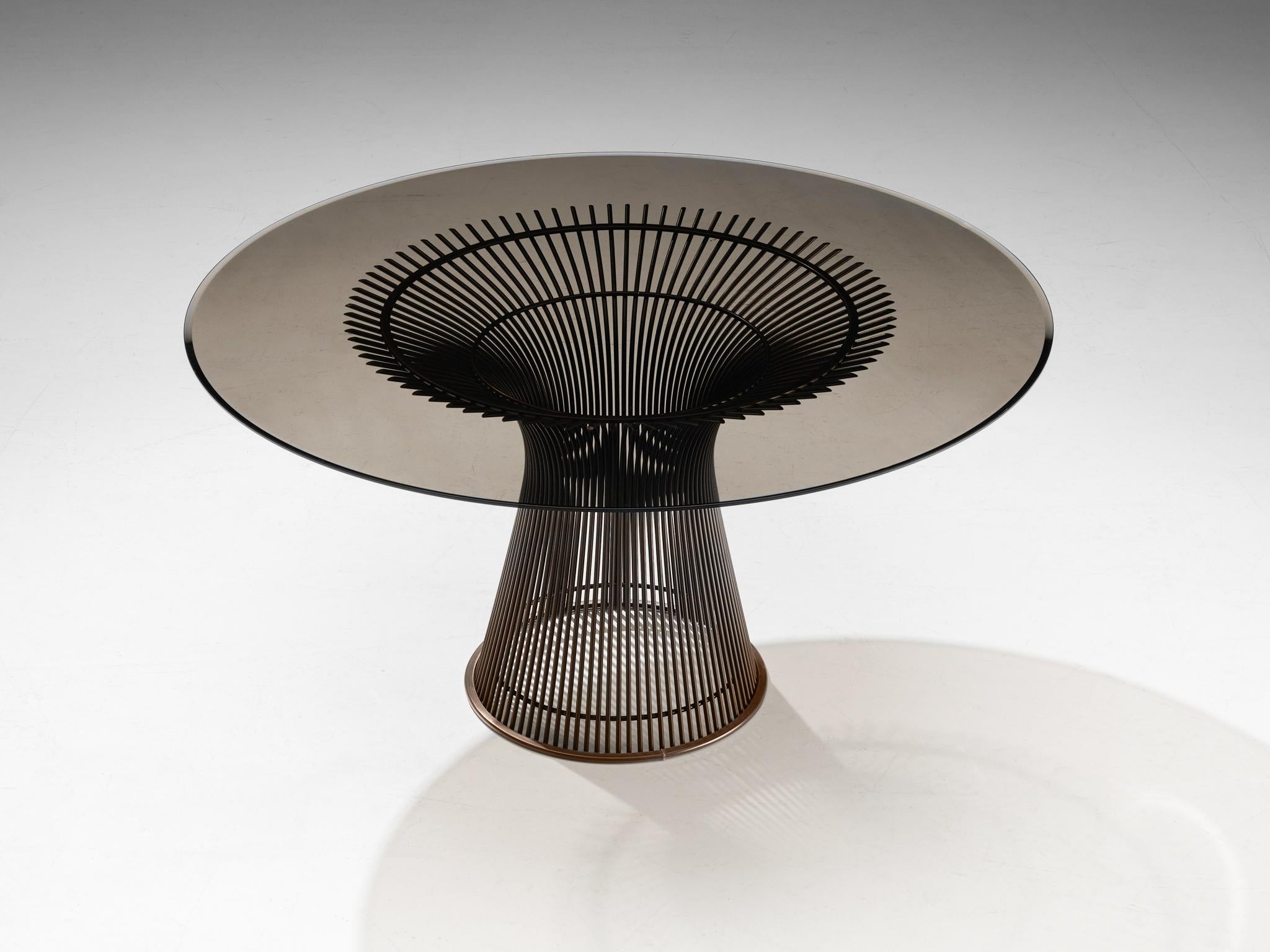 Warren Platner for Knoll Dining Table in Smoked Glass  For Sale 1