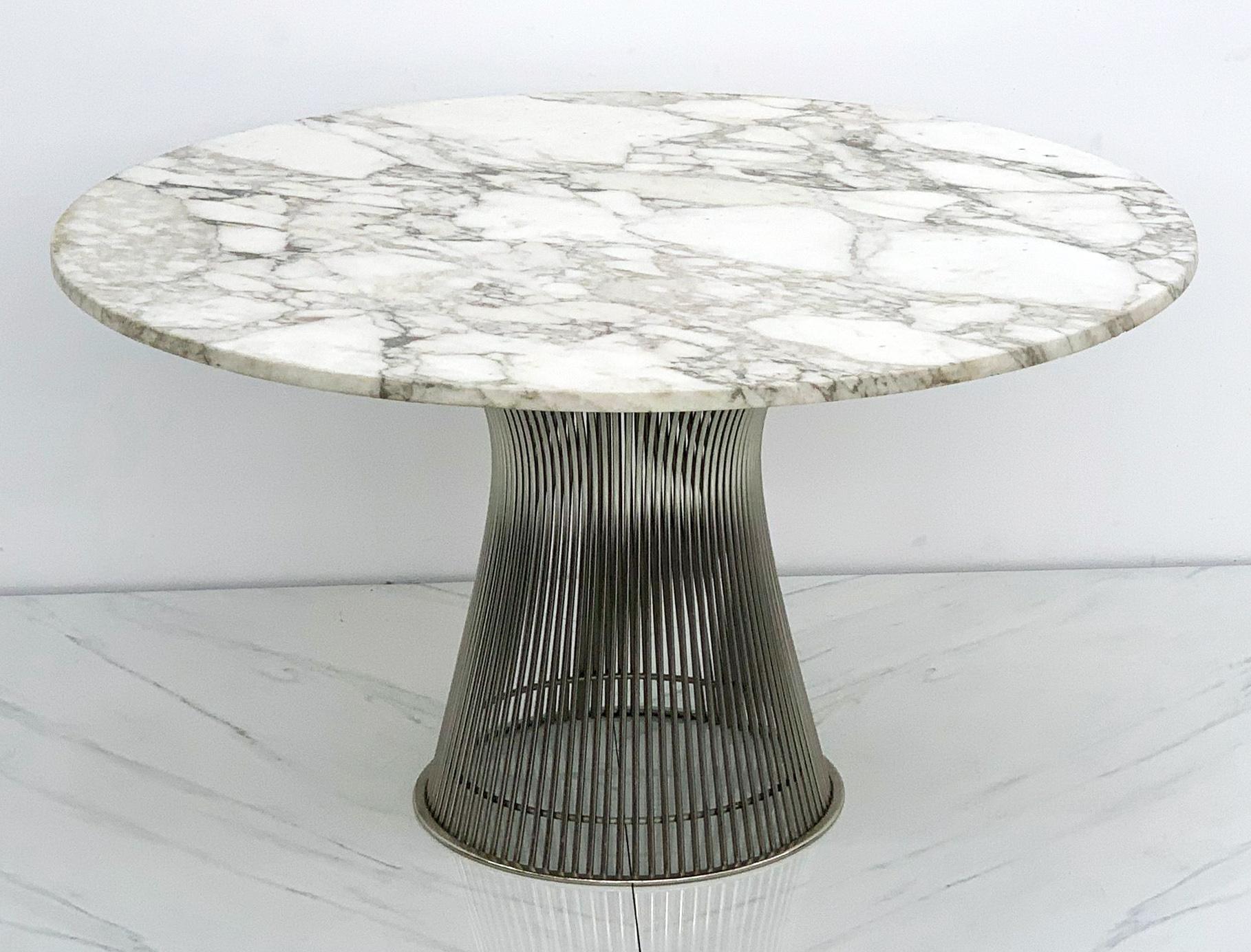 Mid-Century Modern Warren Platner for Knoll Dining Table with Arabescato Marble Top