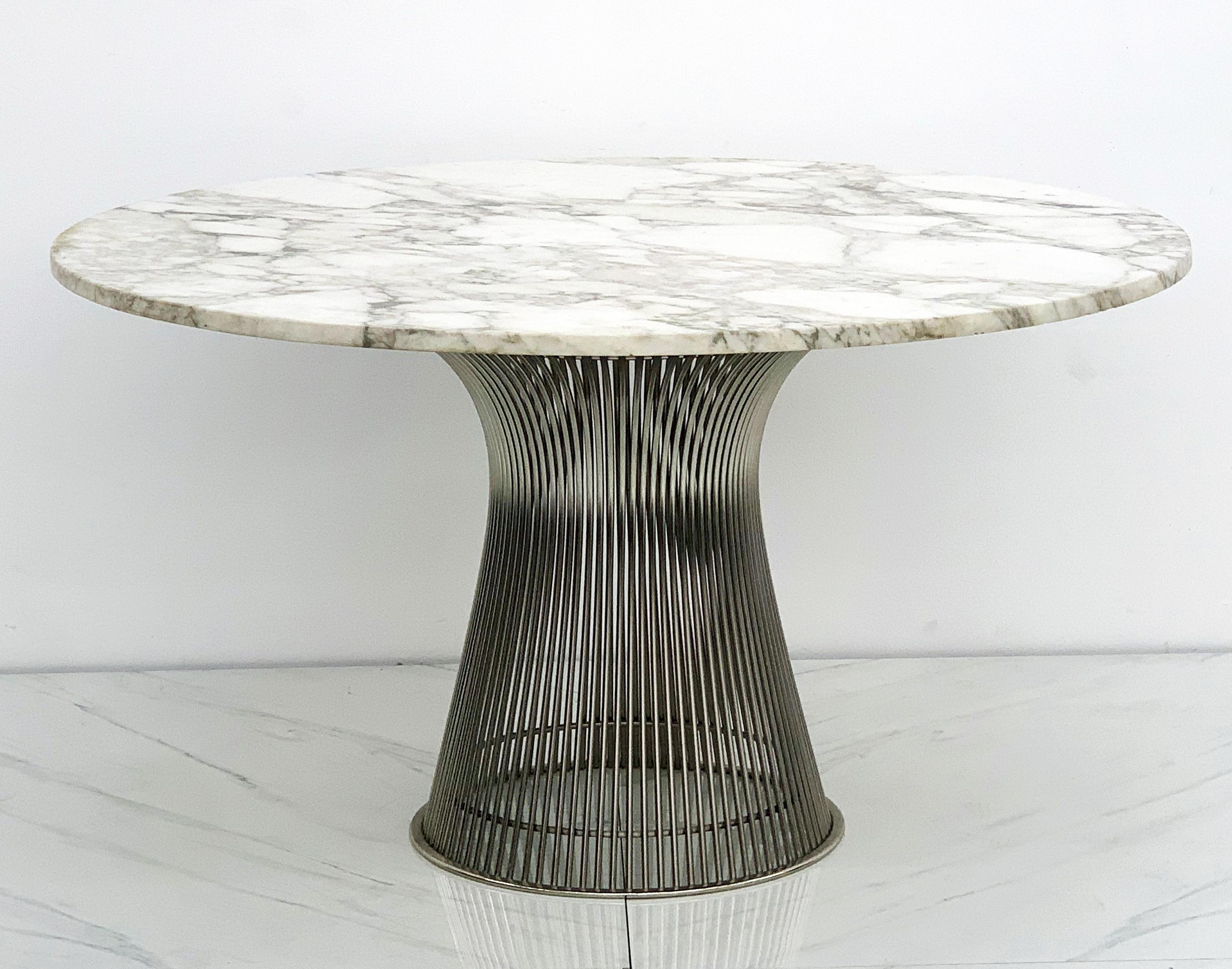 Warren Platner for Knoll Dining Table with Arabescato Marble Top In Good Condition In Culver City, CA
