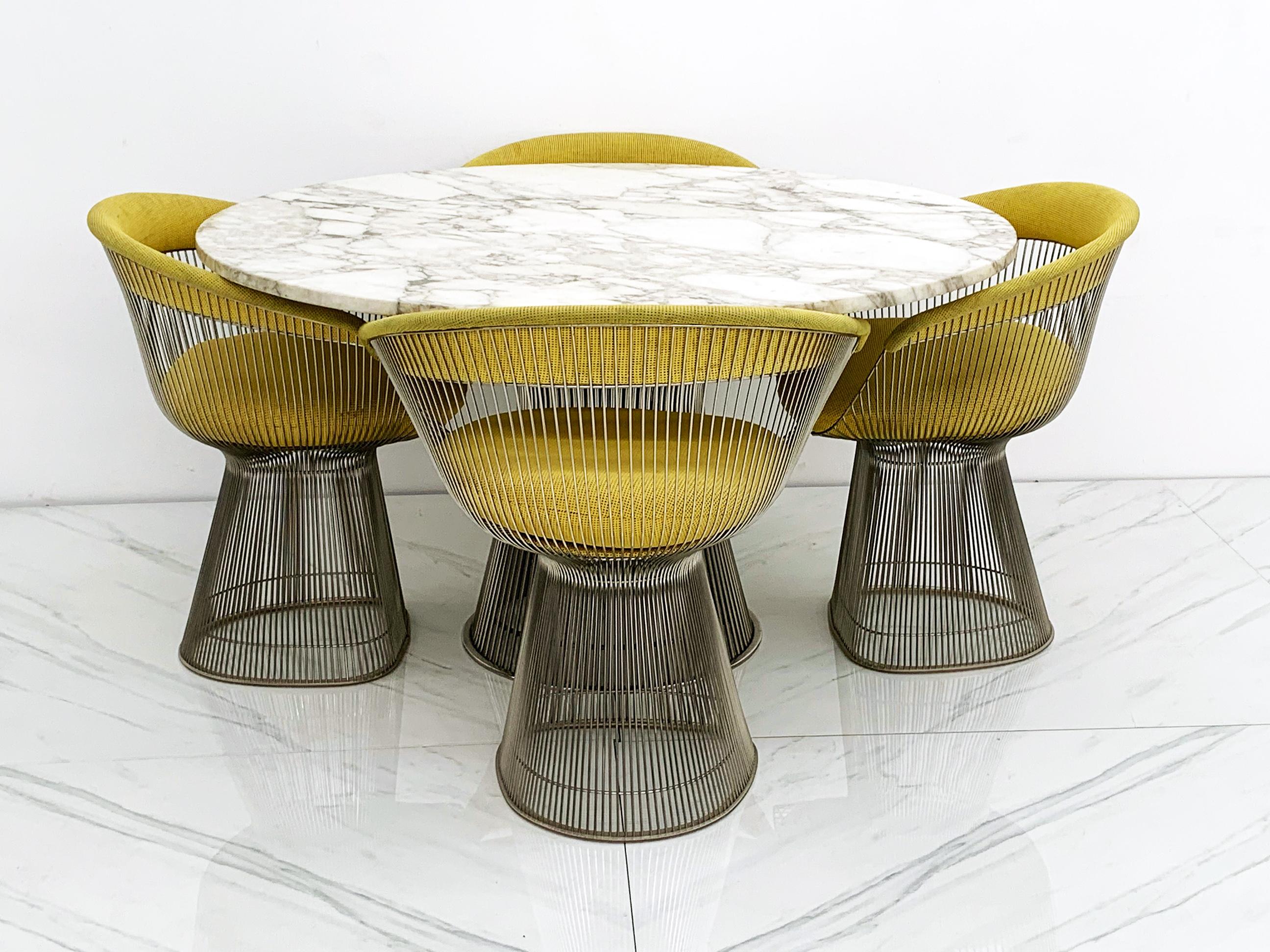 Warren Platner for Knoll Dining Table with Arabescato Marble Top 3