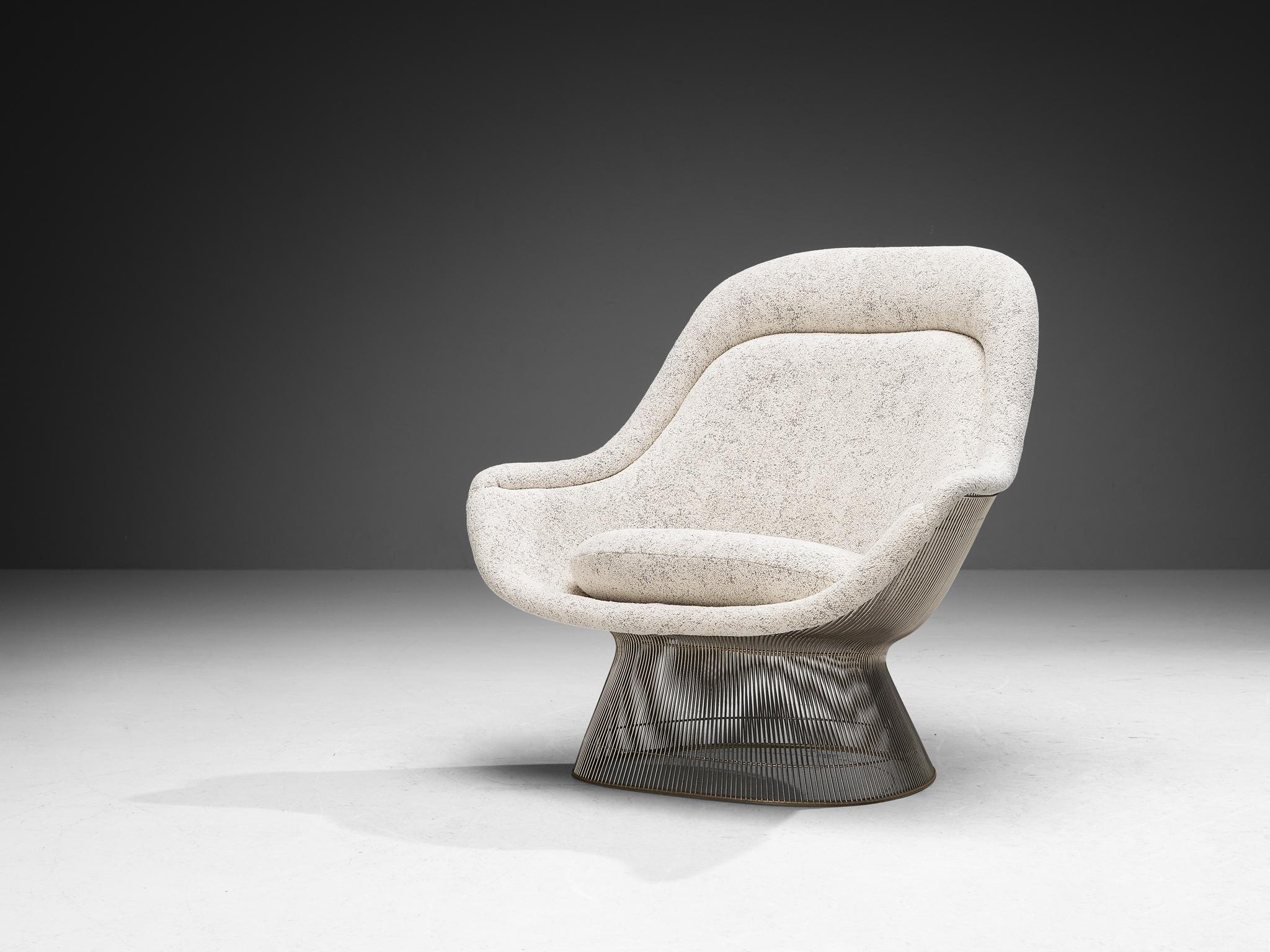 Warren Platner für Knoll, Sessel, Modell '1705', Stahl, neu gepolstert mit Chenille 