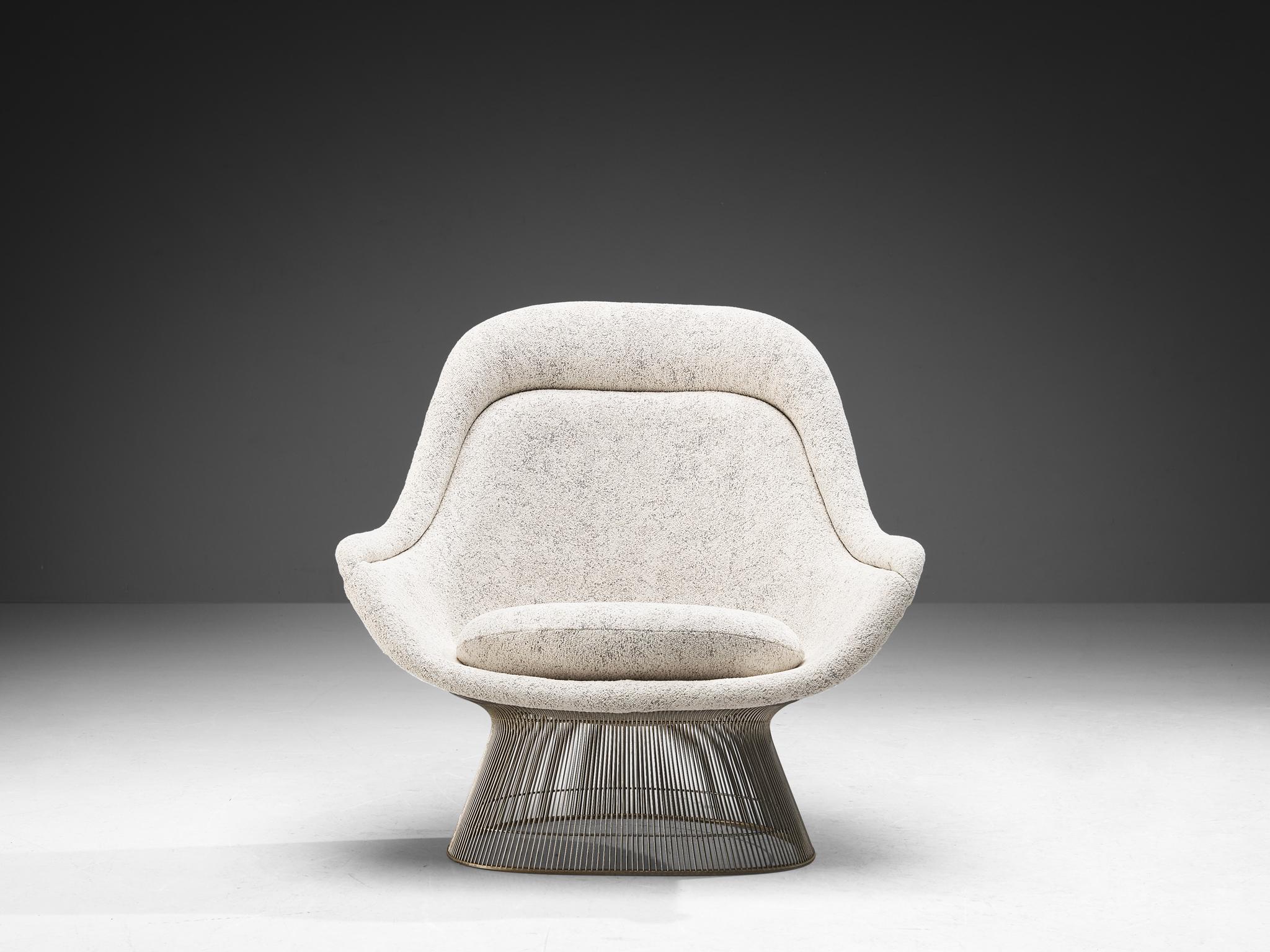 Mid-Century Modern Warren Platner for Knoll Easy Chair in White Chenille  For Sale